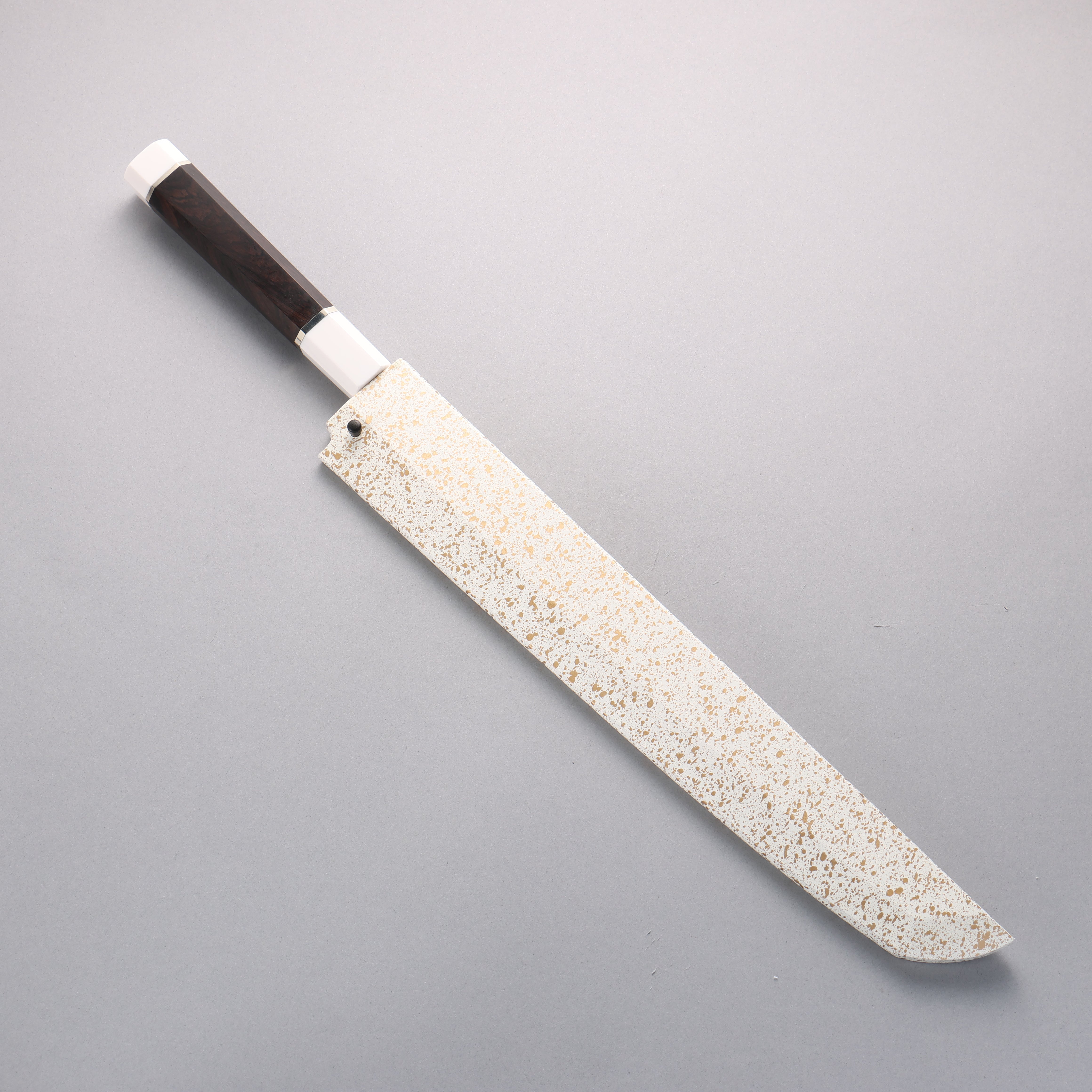 堺 孝行 影打 水本燒 白鋼二號 鏡面處理 先丸柳刃 300mm 黑檀（兩側帶水牛環型設計）握把 附刀鞘 - 清助刃物