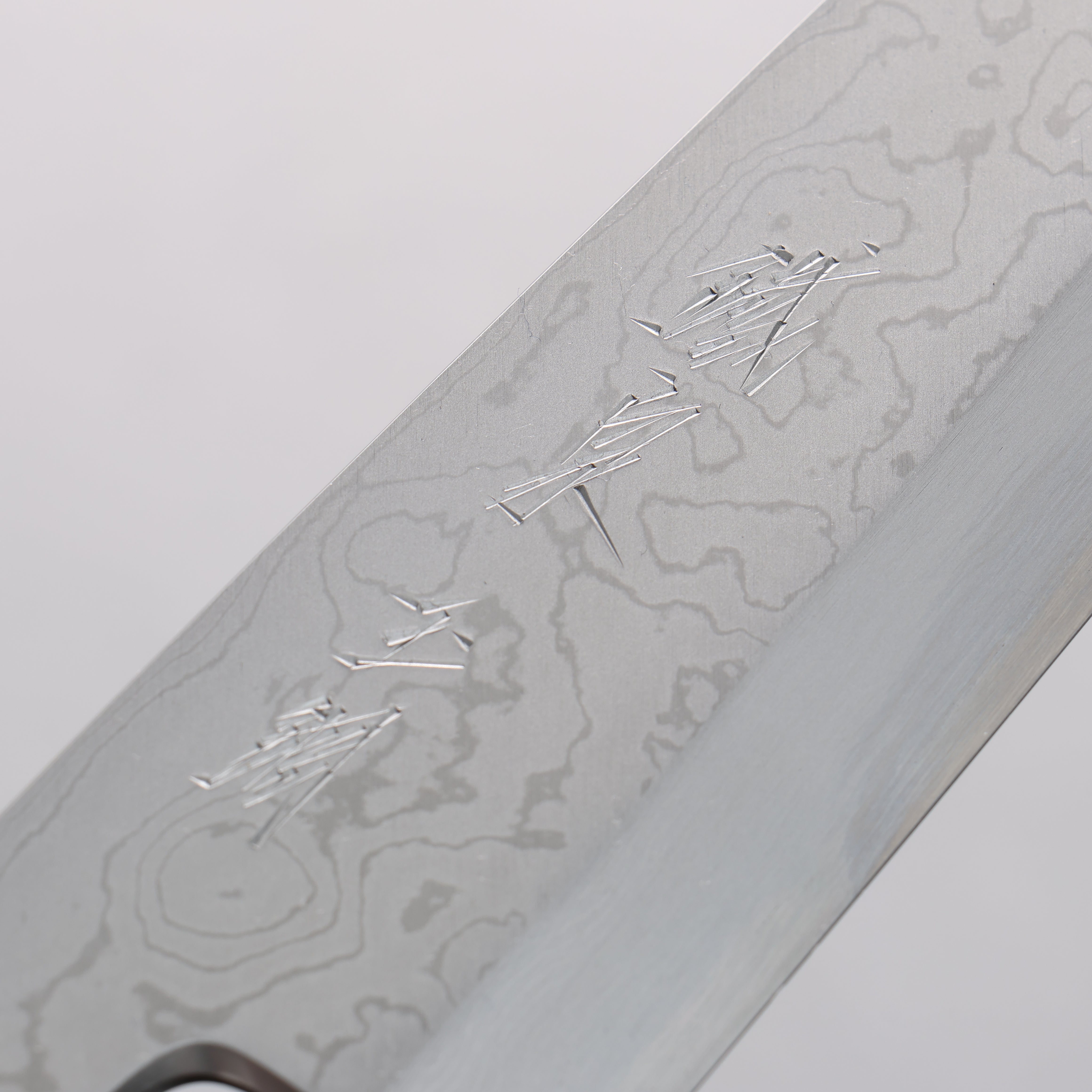 鐵泉 山塚作 玉鋼 大馬士革紋 三德刀 165mm 山櫻 握把 - 清助刃物