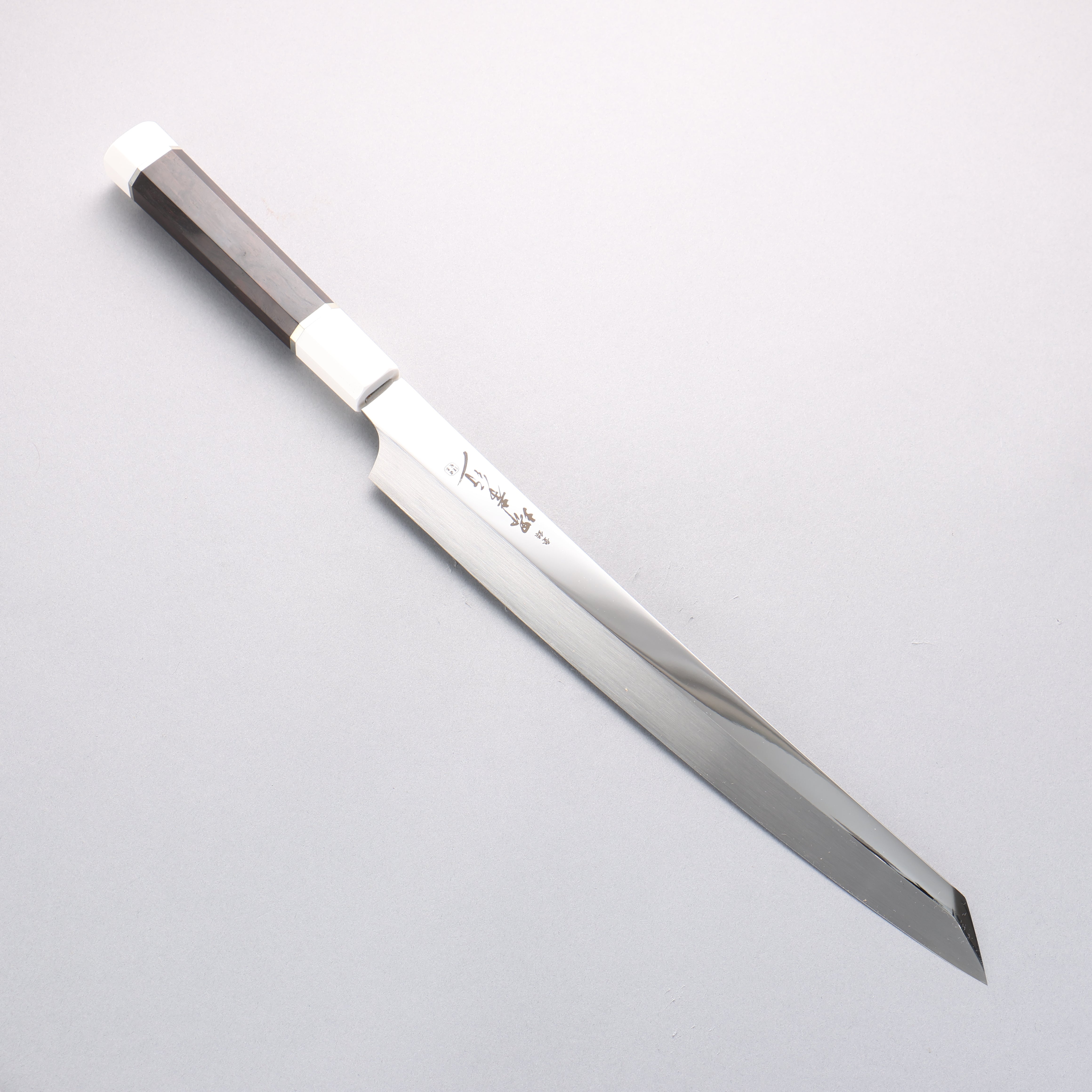 堺 孝行 銀龍 本燒 瑞典鋼 鏡面處理 劍型柳刃 300mm 黑檀握把 附刀鞘 - 清助刃物