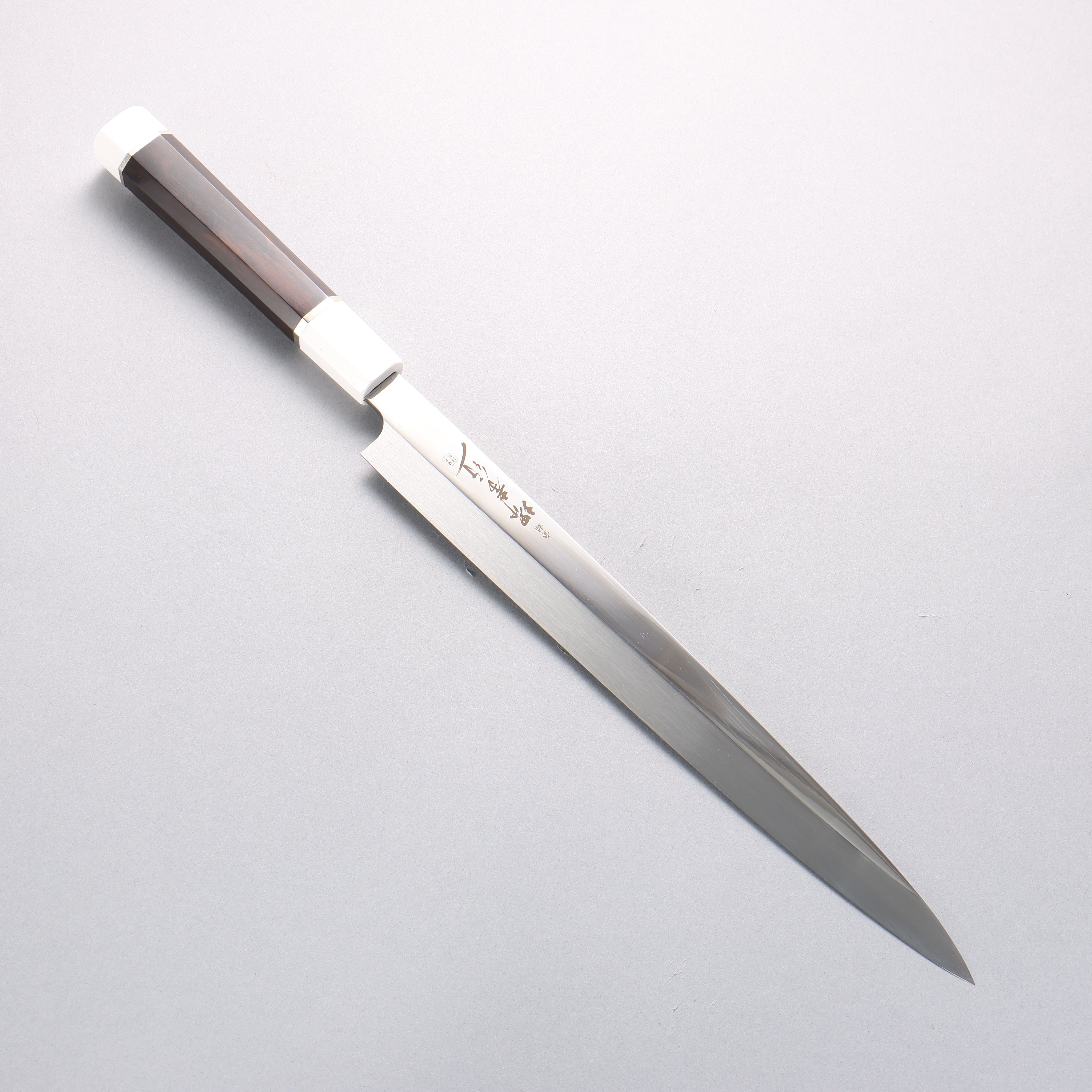堺 孝行 銀龍 本燒 瑞典鋼 鏡面處理 柳刃 300mm 黑檀握把 附刀鞘 - 清助刃物