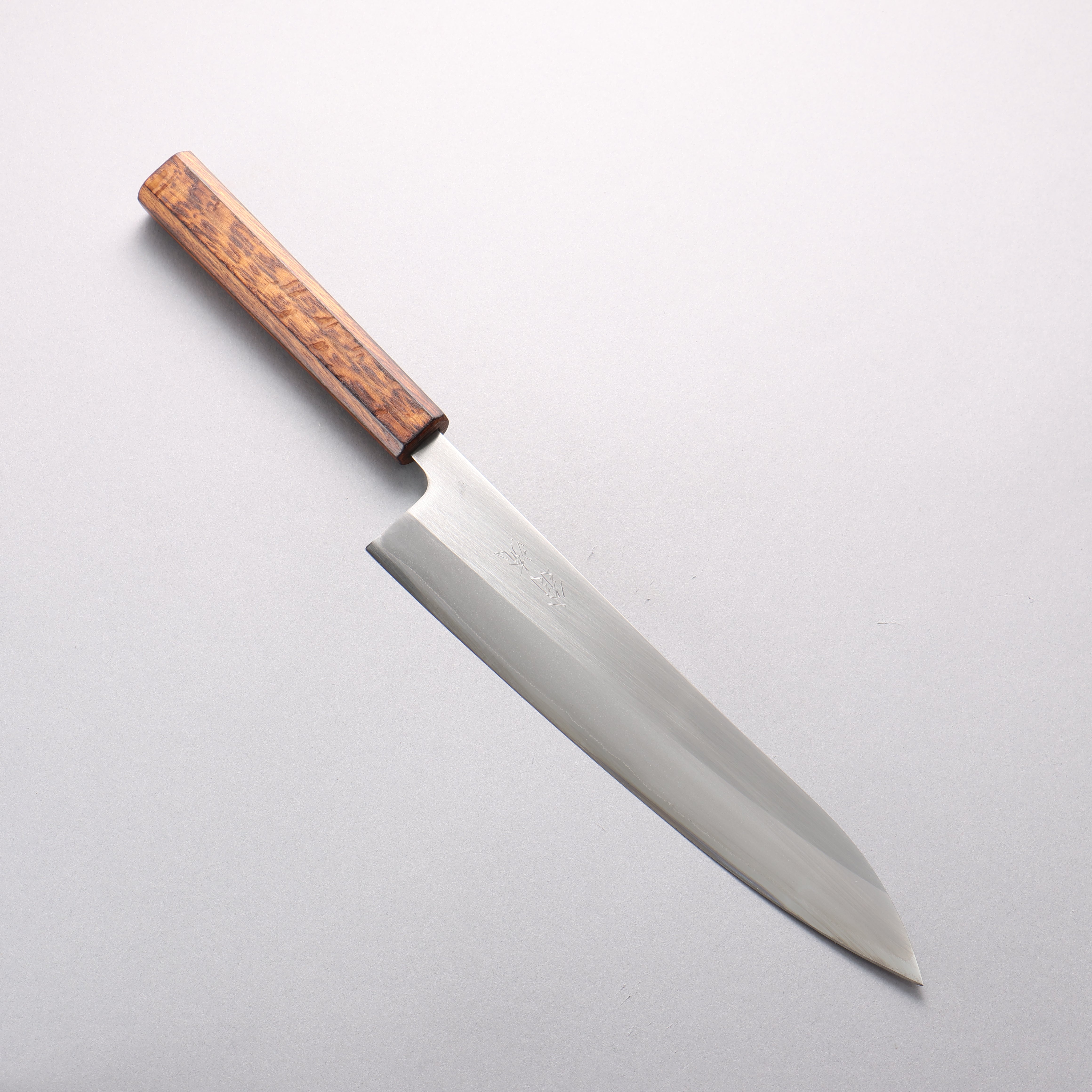 翁流 白鋼一號 牛刀 240mm 橡木 （煤炭煙黑） 握把 - 清助刃物