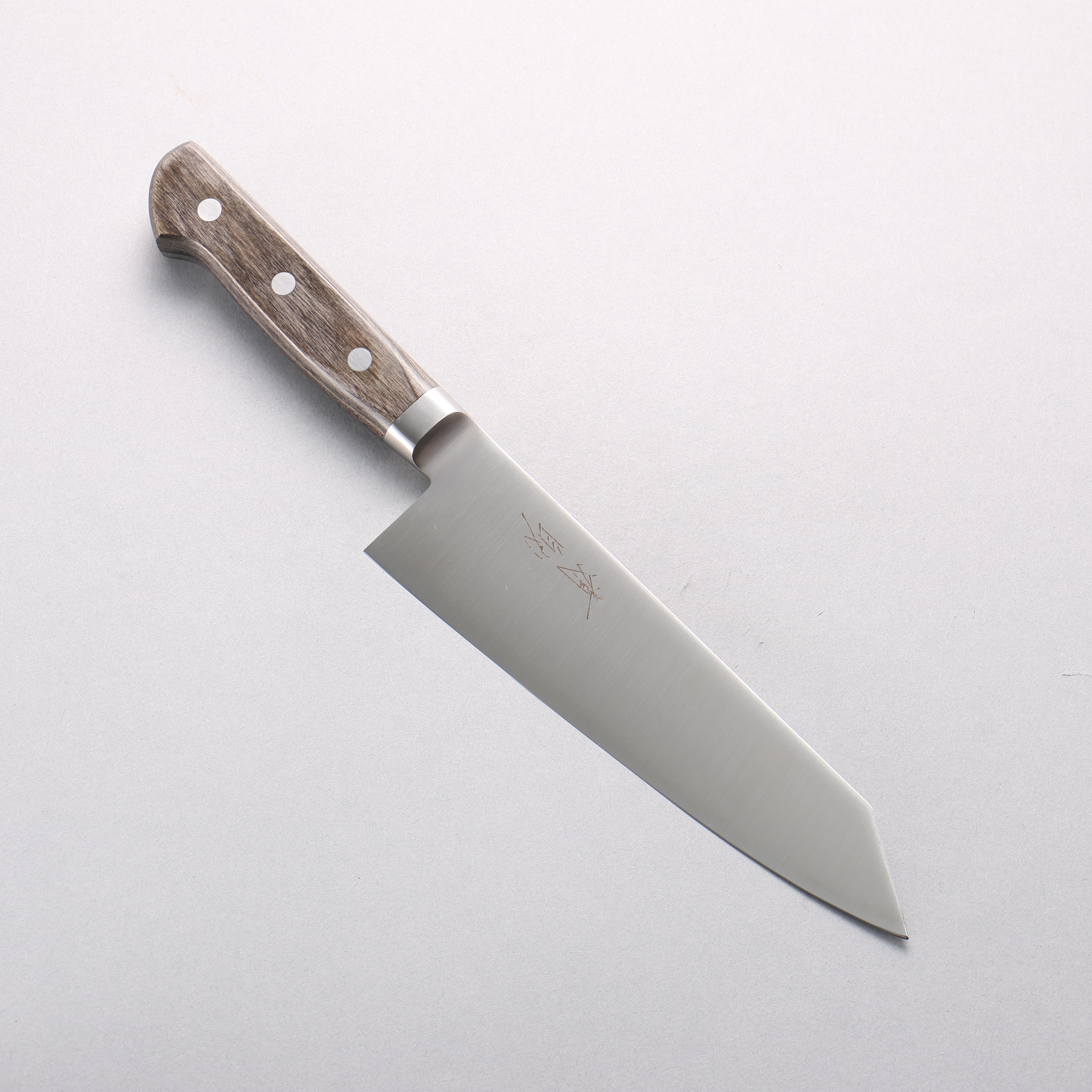 清助 不鏽鋼 切付三德刀 180mm 灰色合成木 握把 - 清助刃物