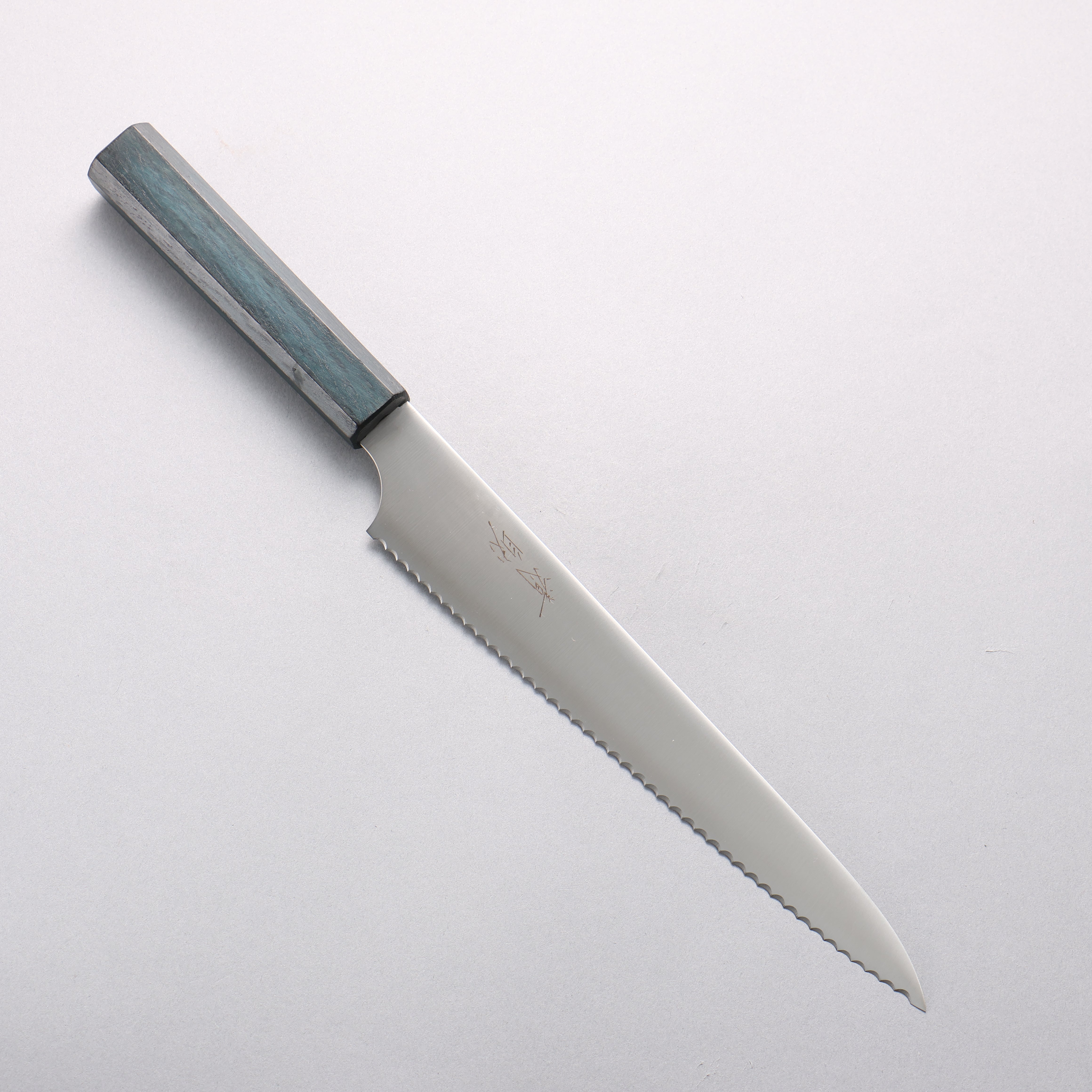 清助 不鏽鋼 麵包刀 240mm 橡木（靛藍染色） 握把 - 清助刃物