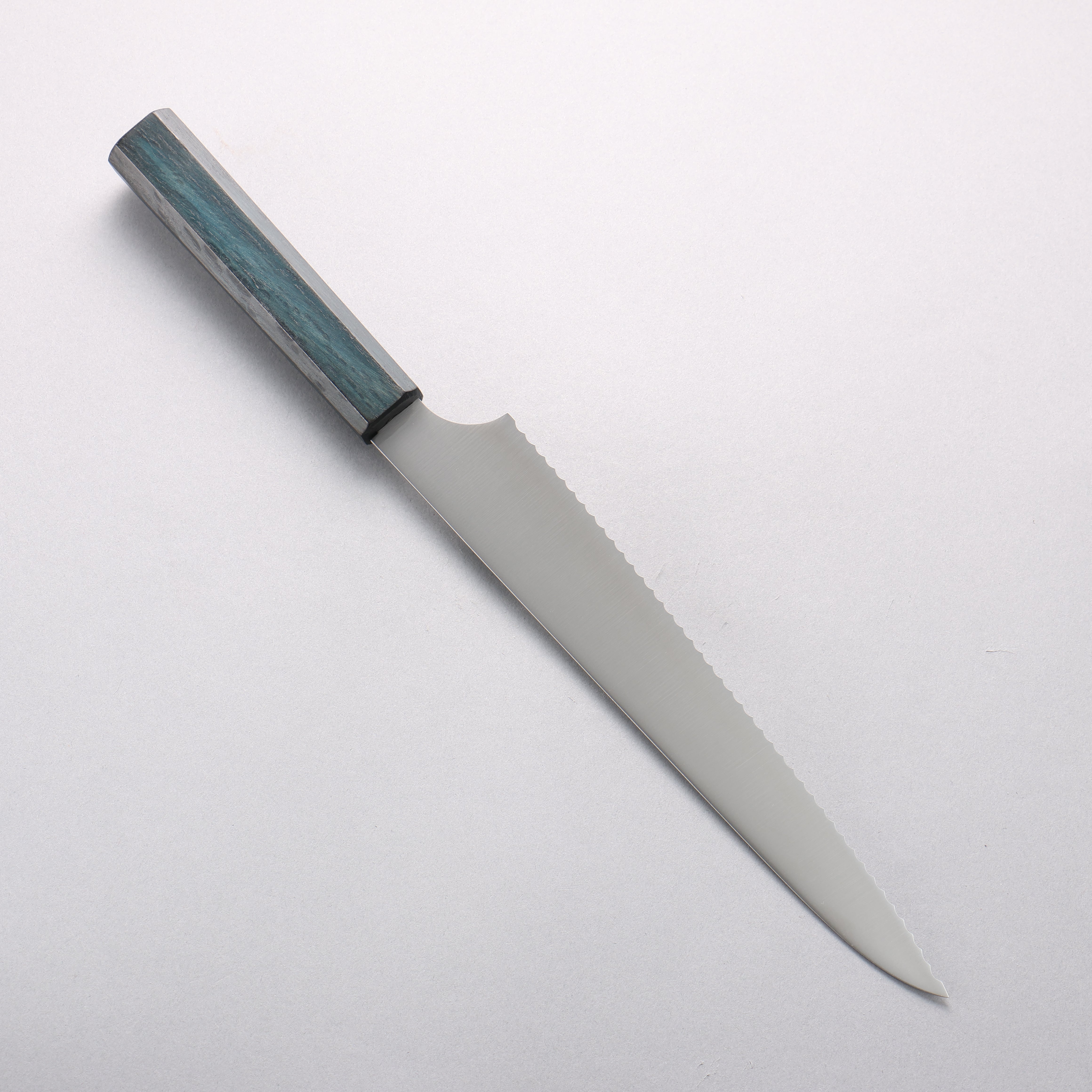 清助 不鏽鋼 麵包刀 240mm 橡木（靛藍染色） 握把 - 清助刃物