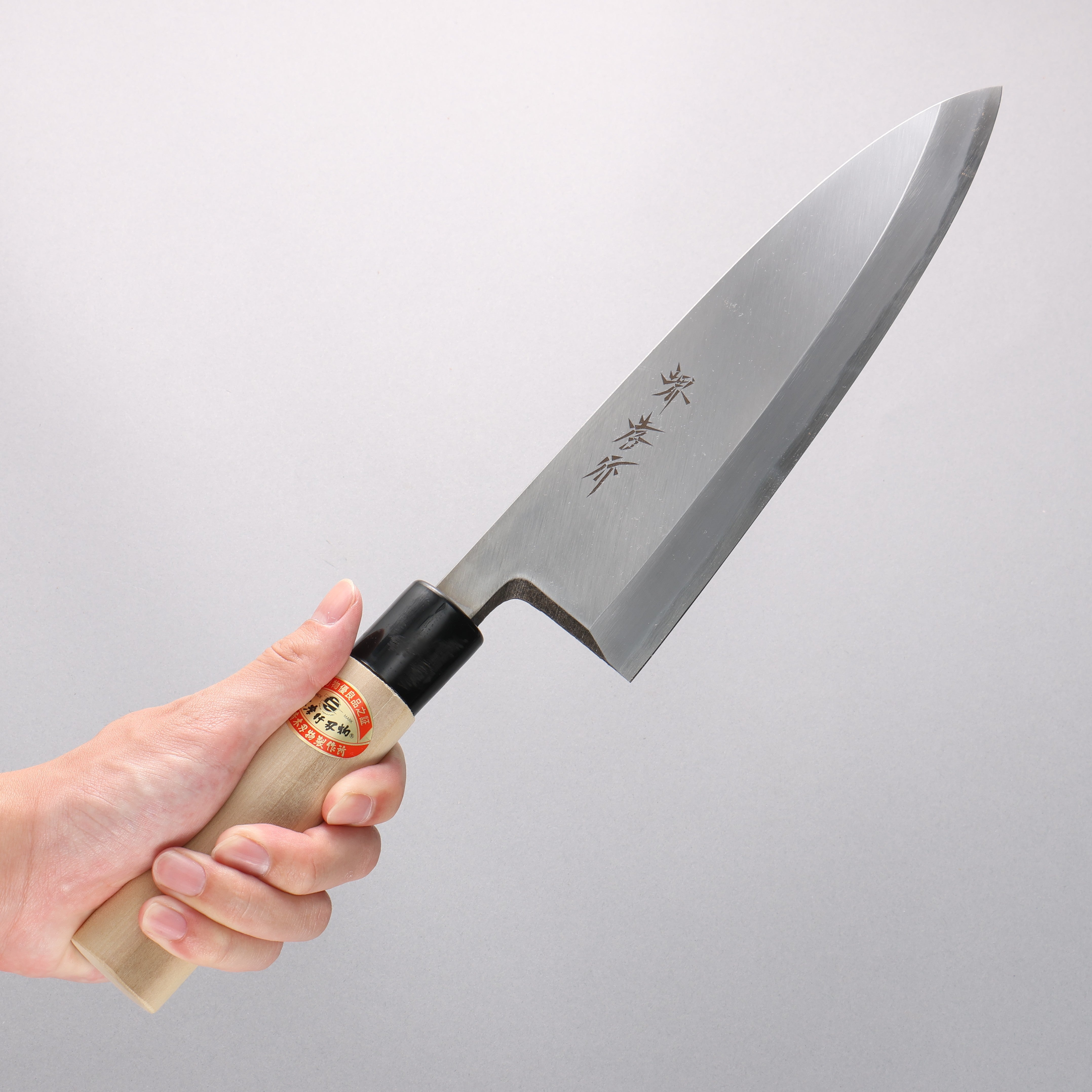 堺 孝行 霞研 白鋼 出刃 240mm 木蘭握把 - 清助刃物
