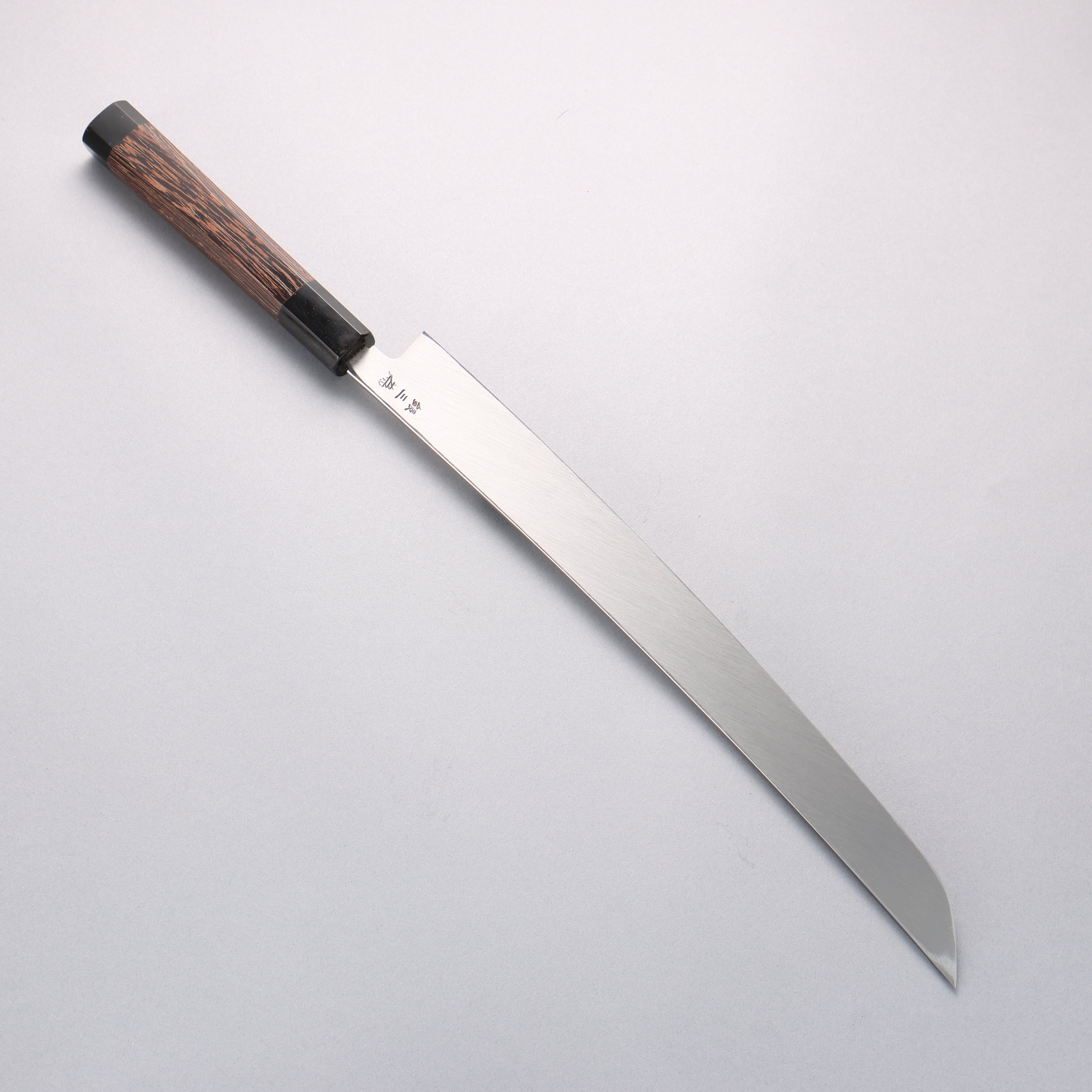 堺 孝行 斬月 炎天 銀三鋼 大馬士革紋 先丸柳刃 330mm 雞翅木（兩側帶水牛環型設計） 握把 附刀鞘 - 清助刃物