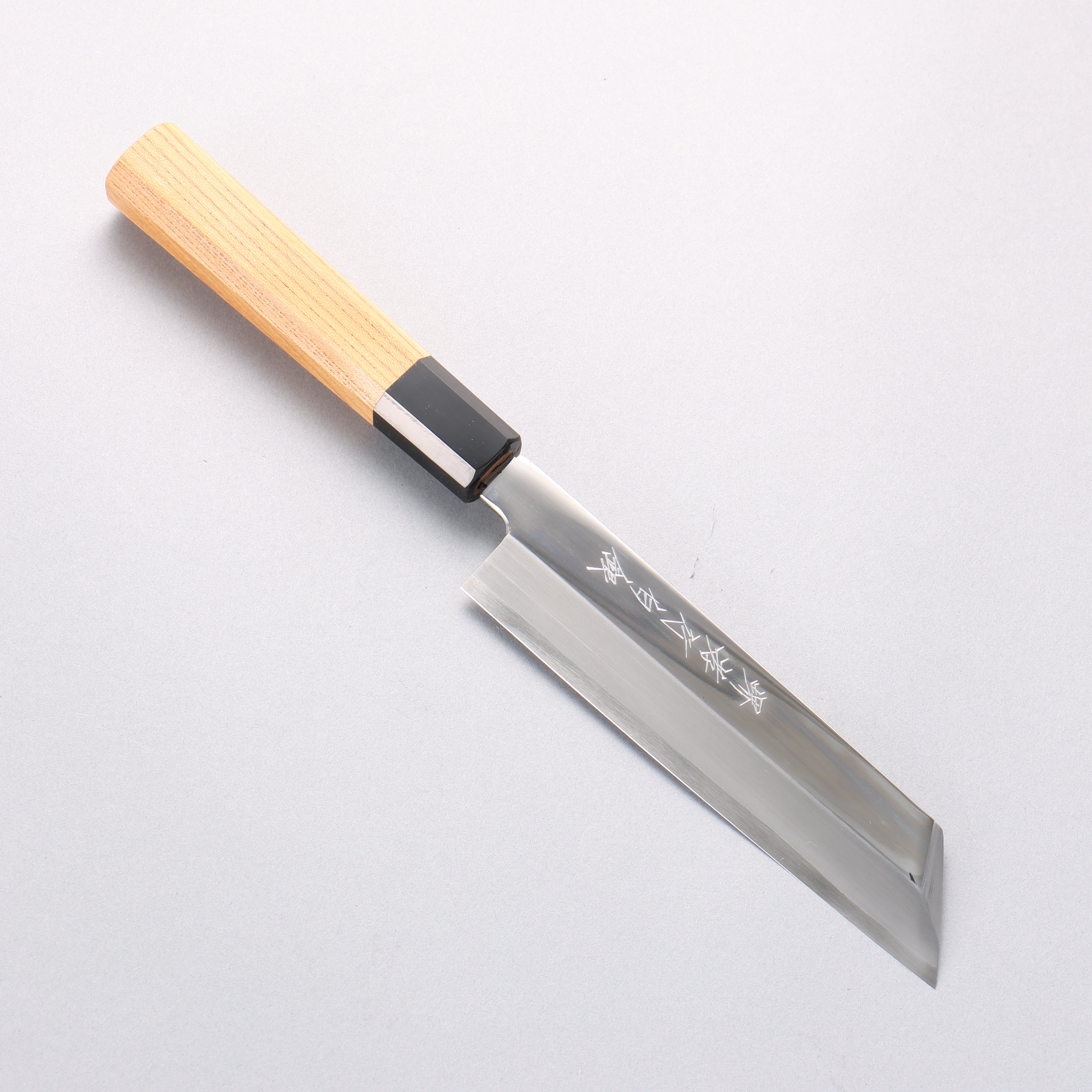 堺 孝行 白銀 INOX 鏡面處理 Mukimono 剝物刀 180mm 紫杉木 握把 - 清助刃物