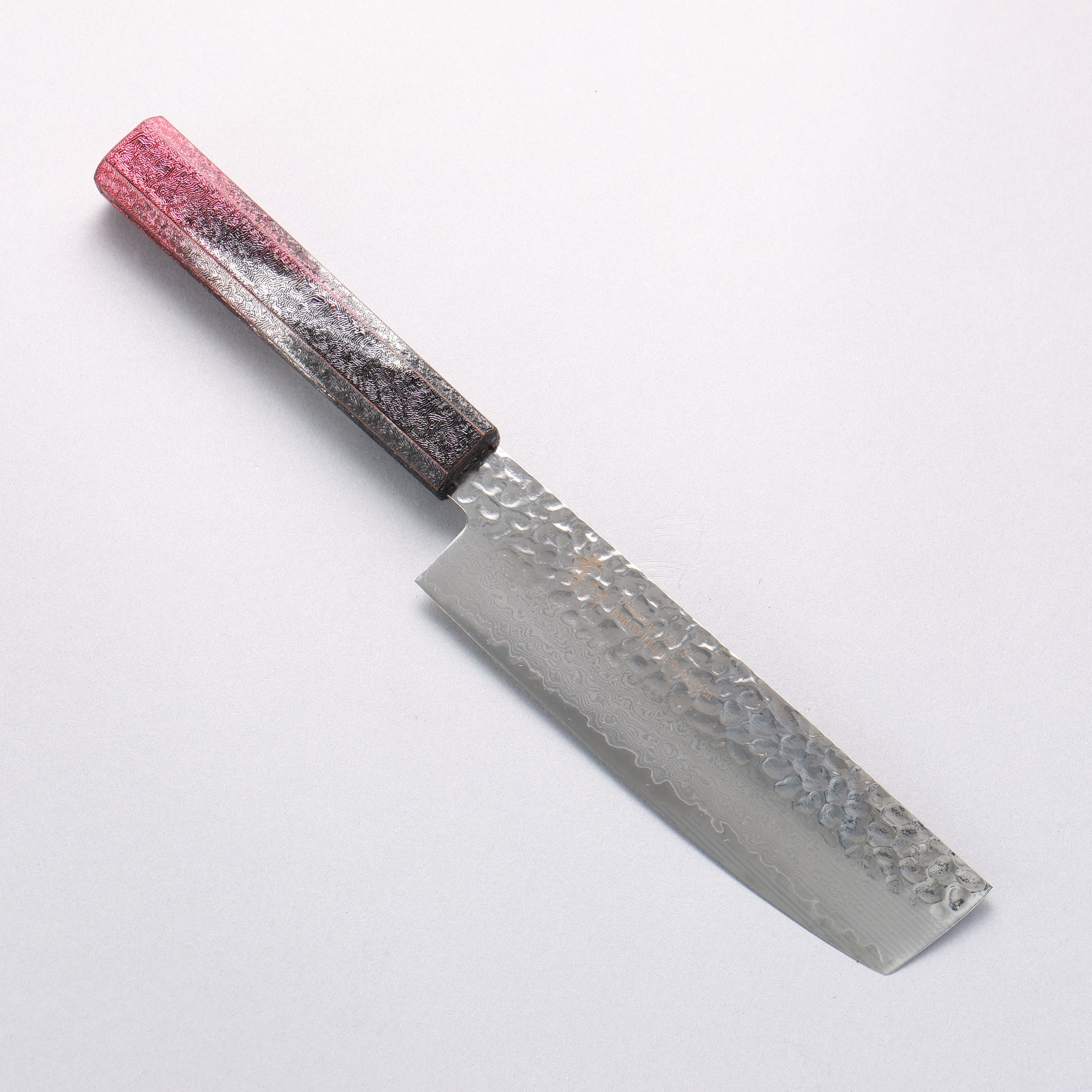 堺 孝行 琳凰 VG10 33層 大馬士革紋 菜切 日本刀 160mm 紅漆塗 握把 - 清助刃物