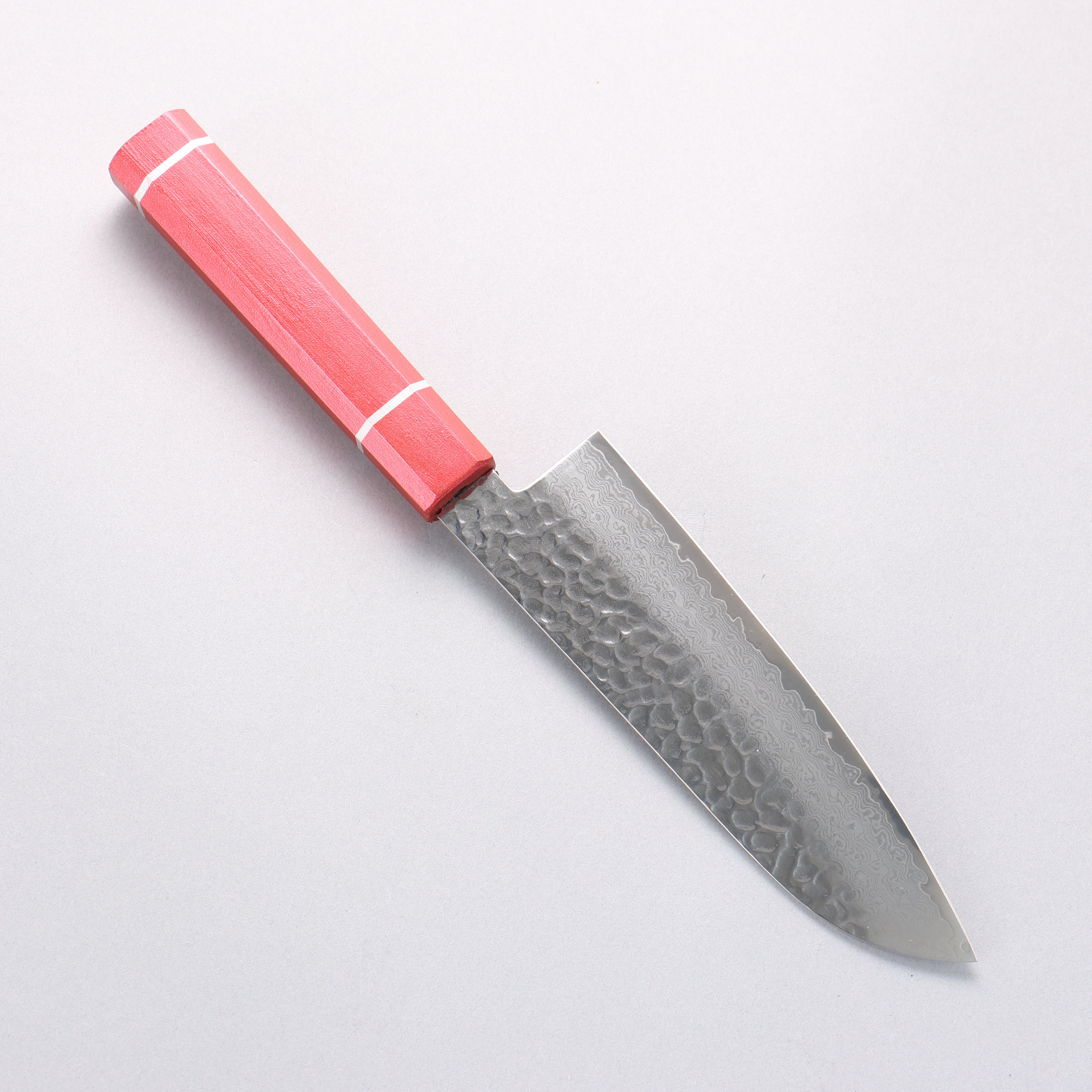 堺 孝行 VG10 33層大馬士革紋 三德刀 170mm 櫟木漆塗（皇赤） 握把 - 清助刃物