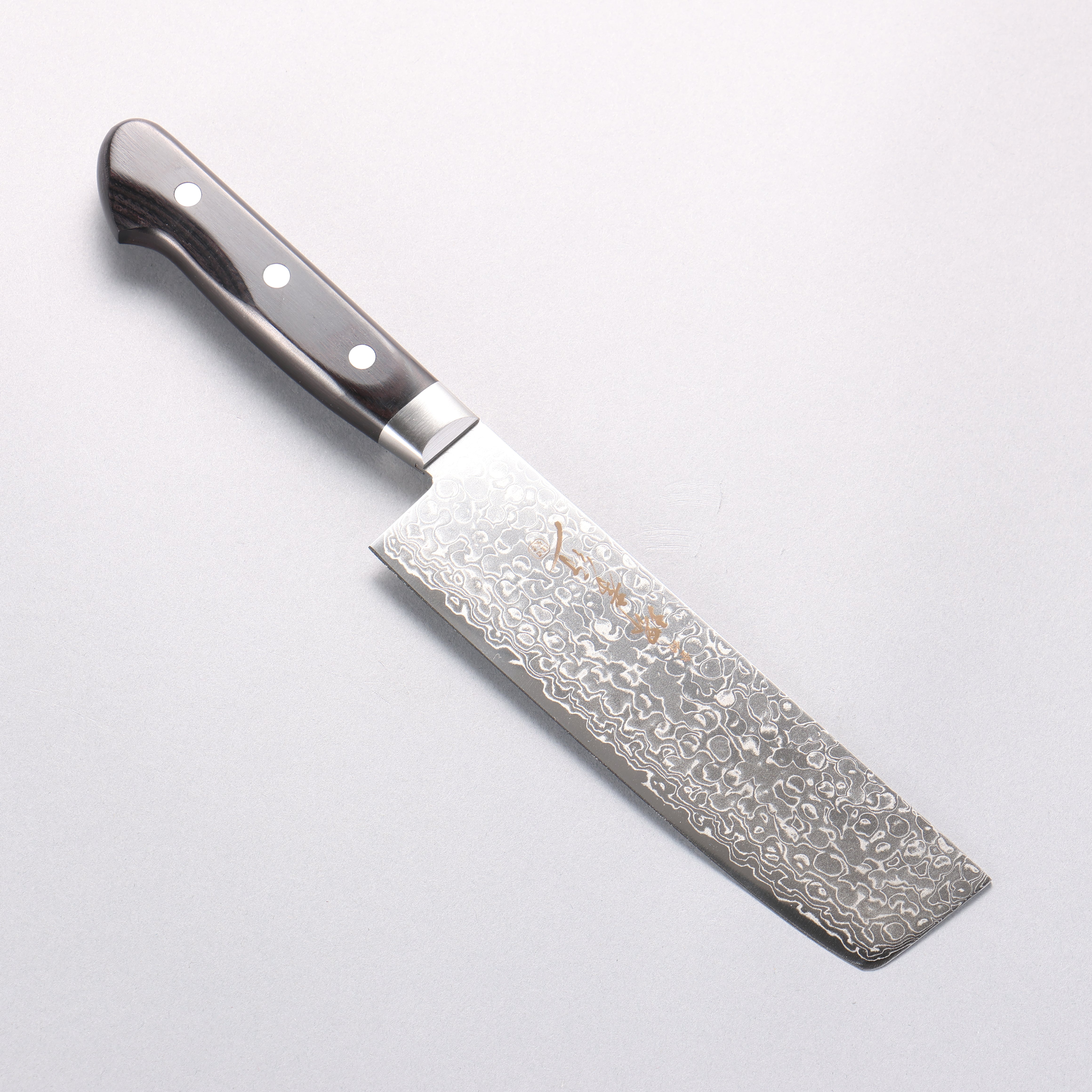 堺 孝行 AUS10 45層 鏡面處理 大馬士革紋 菜切 160mm - 清助刃物