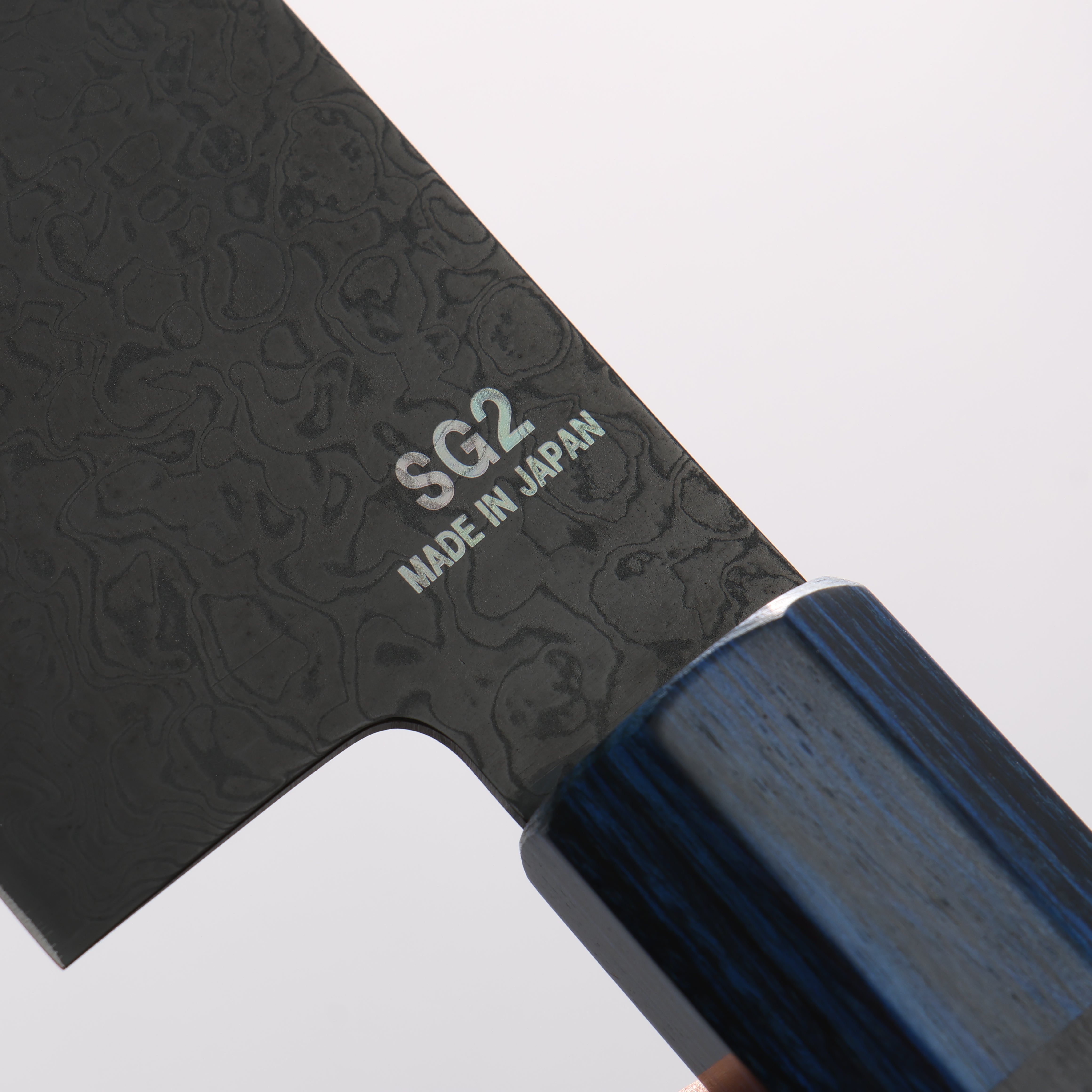樋口 SG2 黑色大馬士革紋 切付三德刀 180mm 黑合成木 握把 - 清助刃物