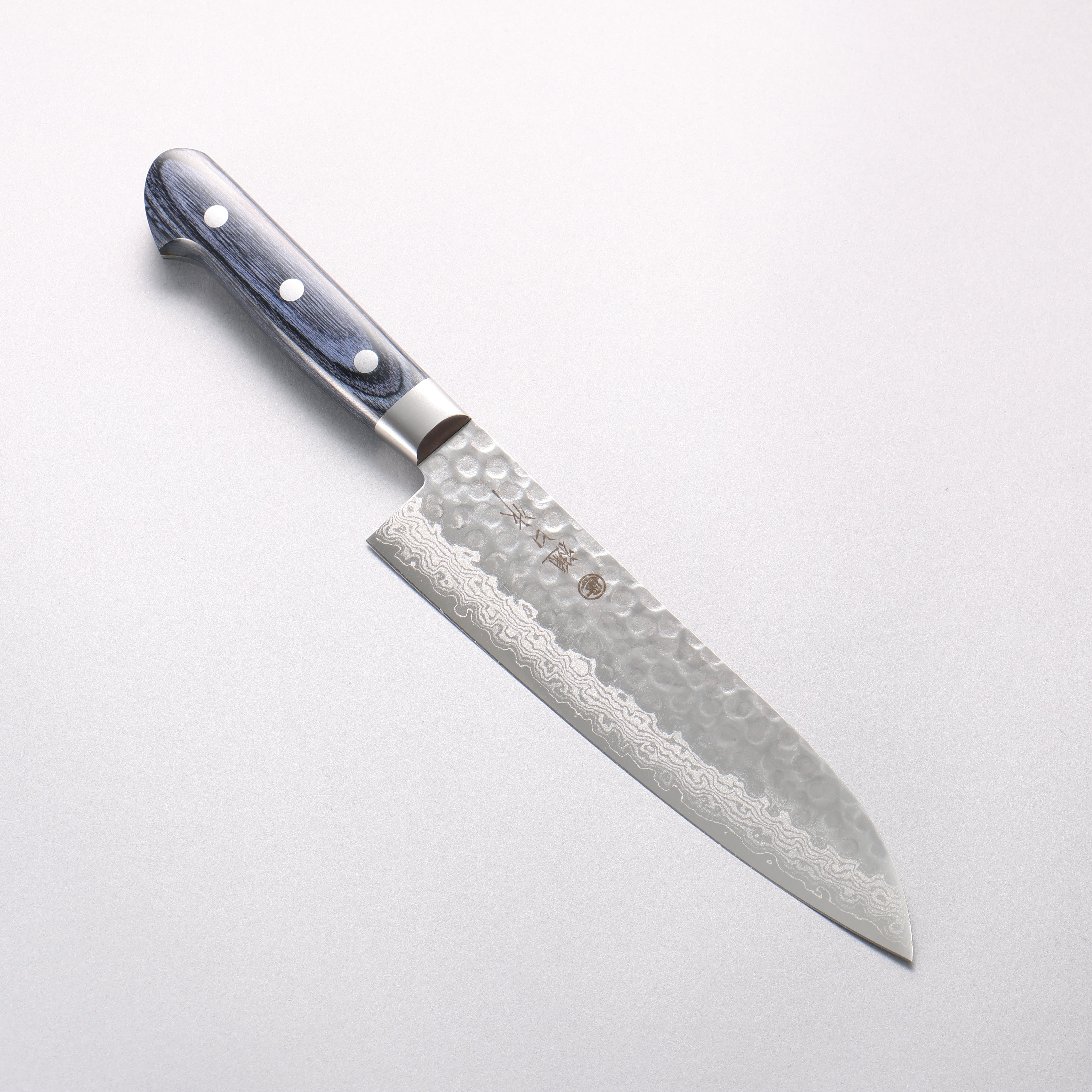樋口 VG10 鎚目 大馬士革紋 三德刀 180mm 青合成木 握把 - 清助刃物
