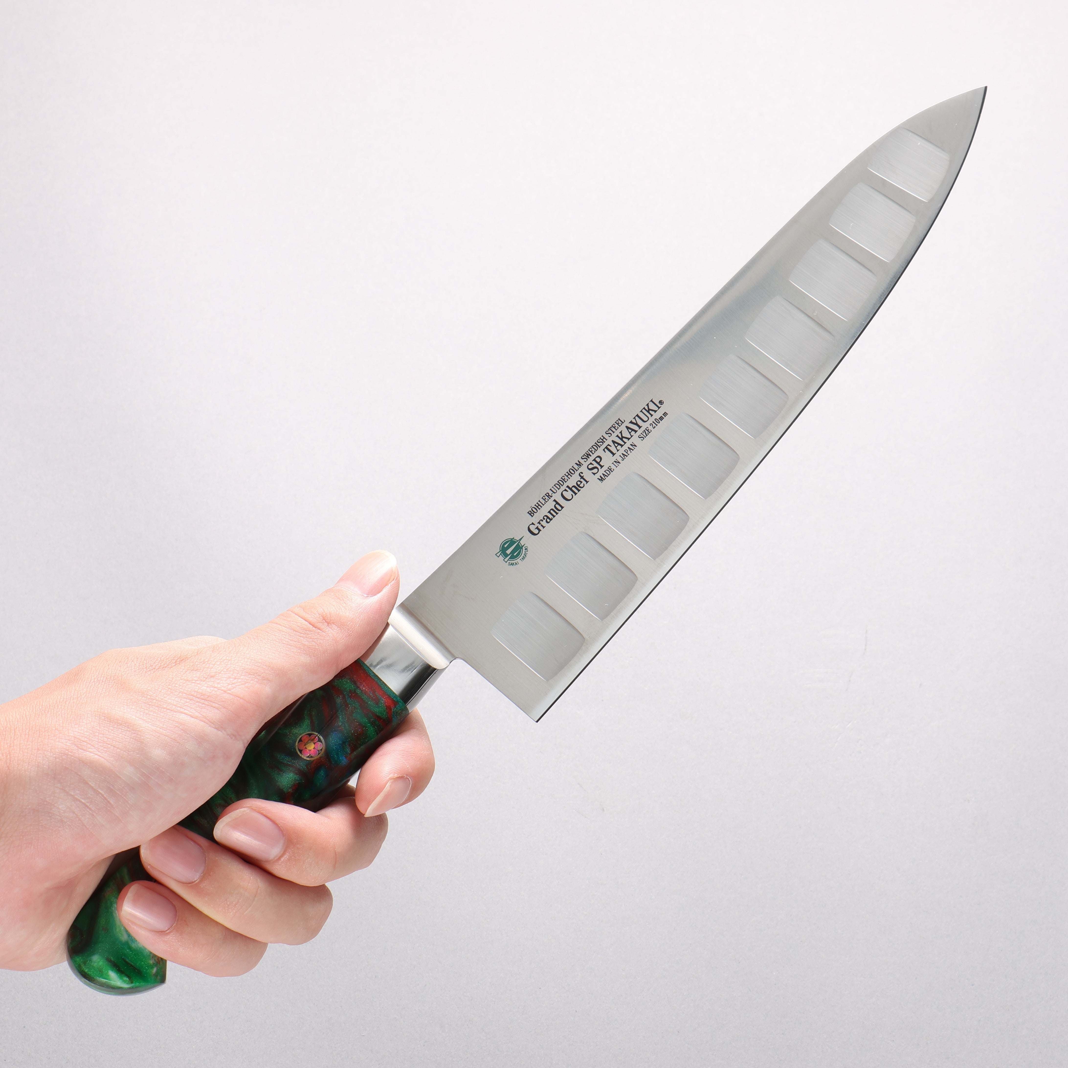堺 孝行 大廚系列 SP 瑞典鋼 牛刀鮭魚刀型 210mm SP Type III (叢林) 握把 - 清助刃物