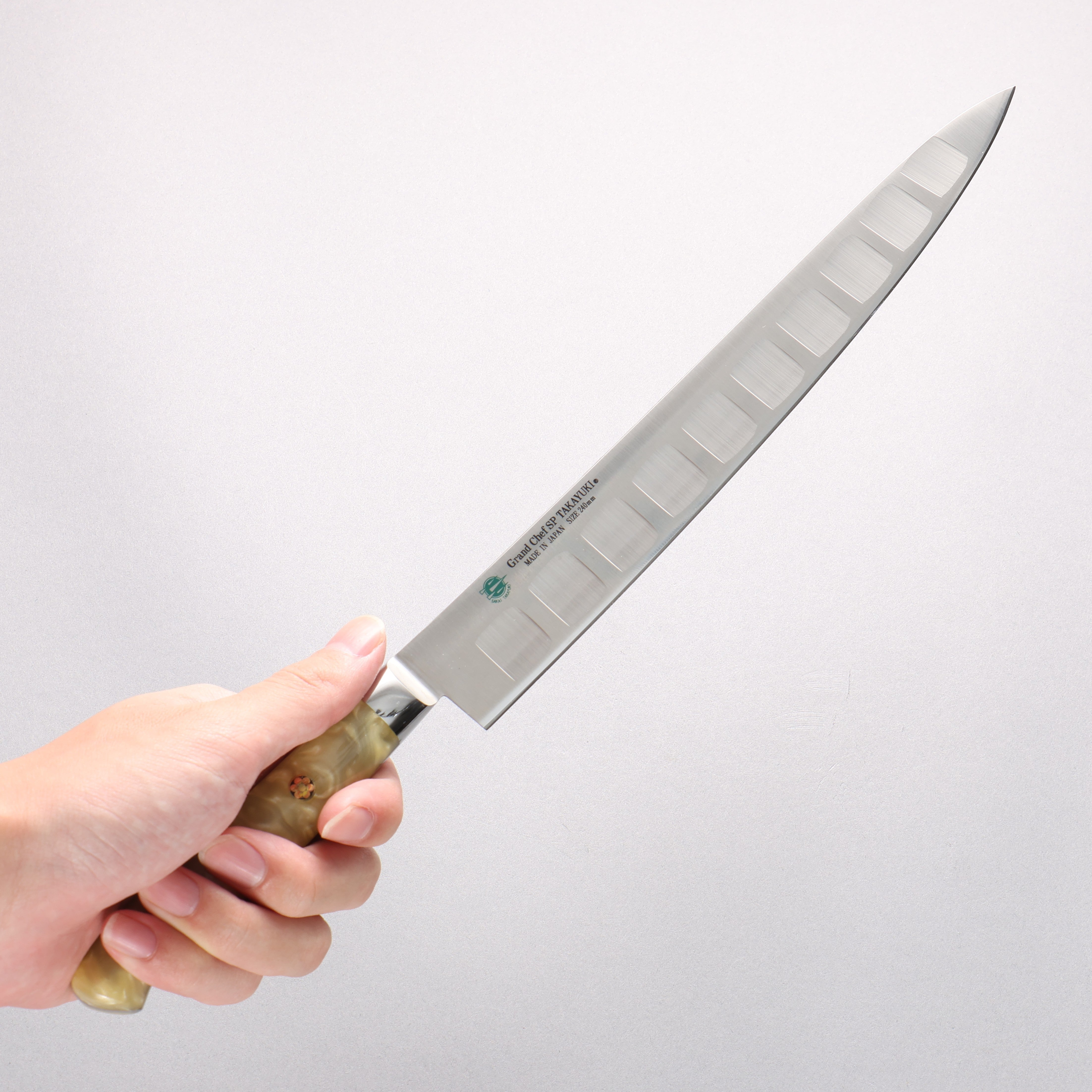 堺 孝行 大廚系列 SP 瑞典鋼 鮭魚筋引 240mm SP Type III (珍珠) 握把 - 清助刃物