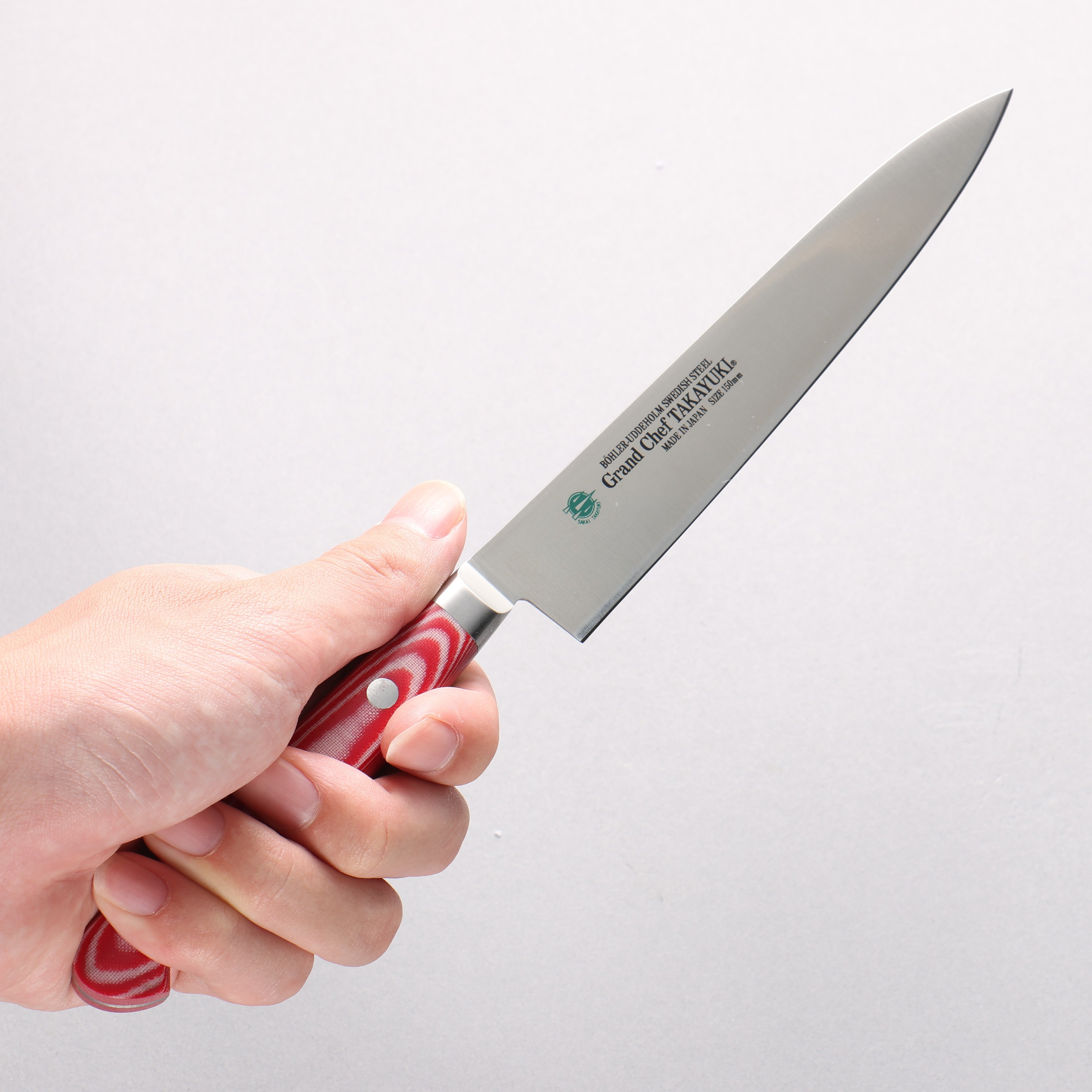 堺 孝行 大廚系列 大廚系列 瑞典鋼 多用途小刀 150mm 紅米卡塔（樹脂複合材料） 握把 - 清助刃物