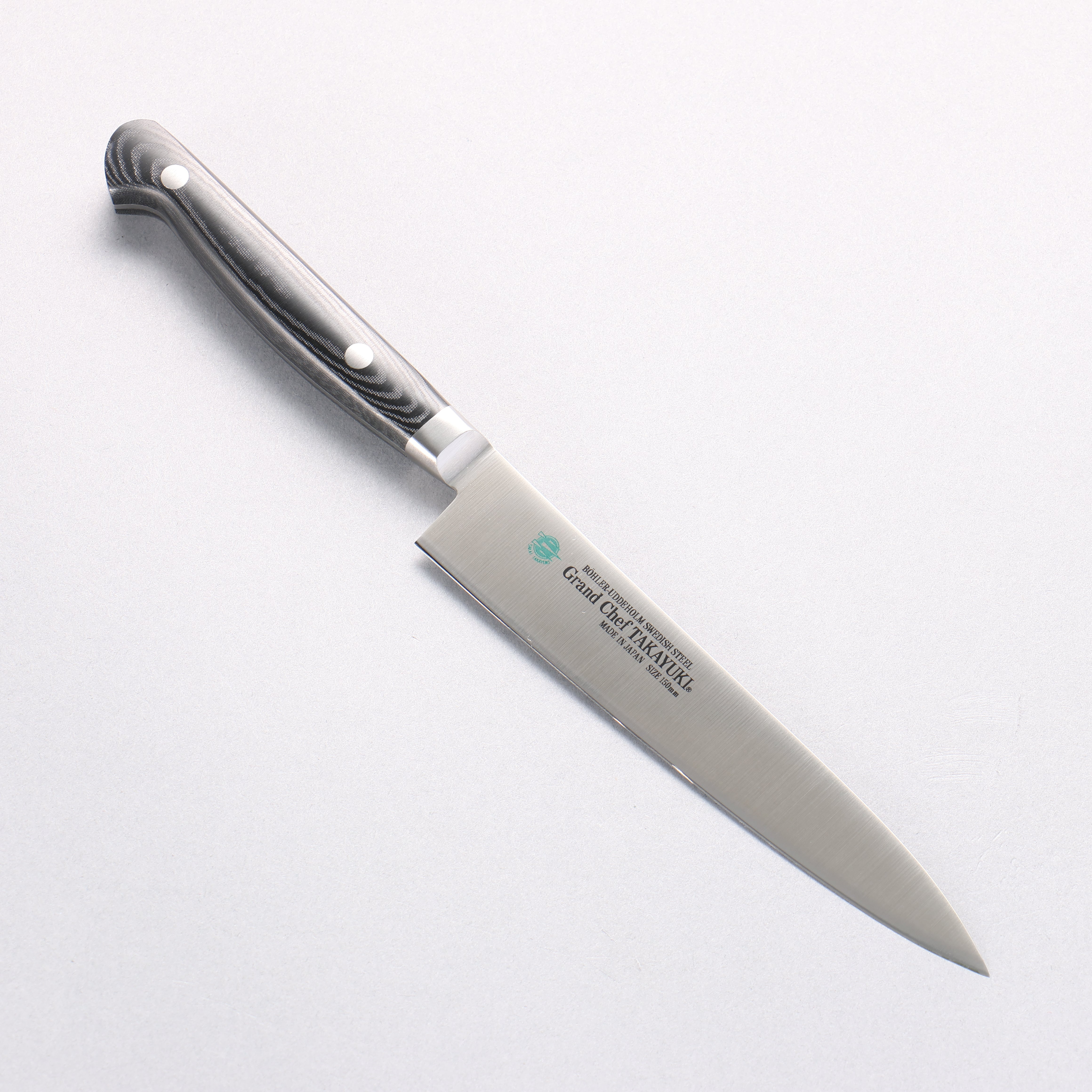 堺 孝行 大廚系列 大廚系列 瑞典鋼 多用途小刀 150mm 黑米卡塔（樹脂複合材料） 握把 - 清助刃物