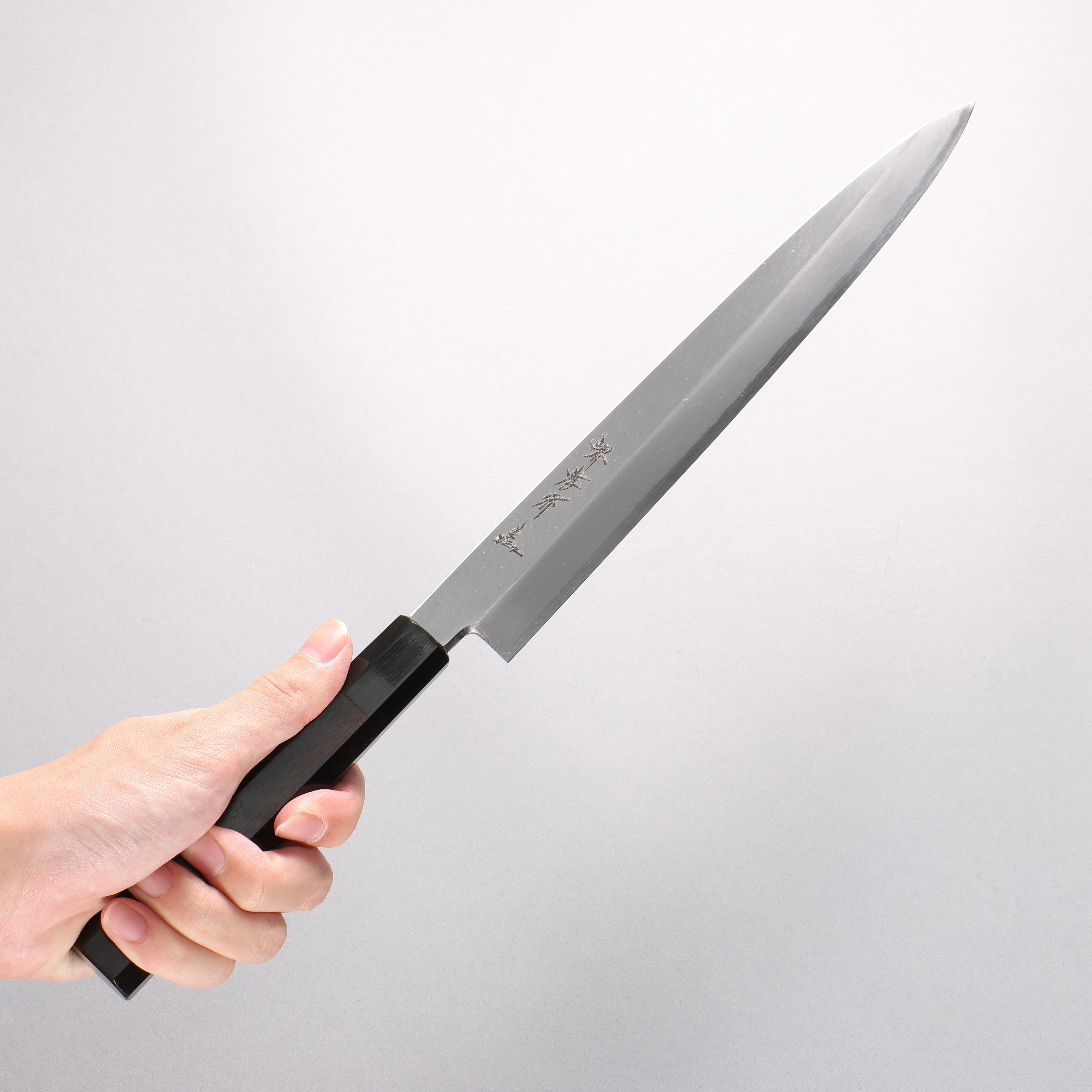 堺 孝行 銀三鋼 柳刃 270mm 黑檀 (口輪：黑水牛角) 握把 - 清助刃物