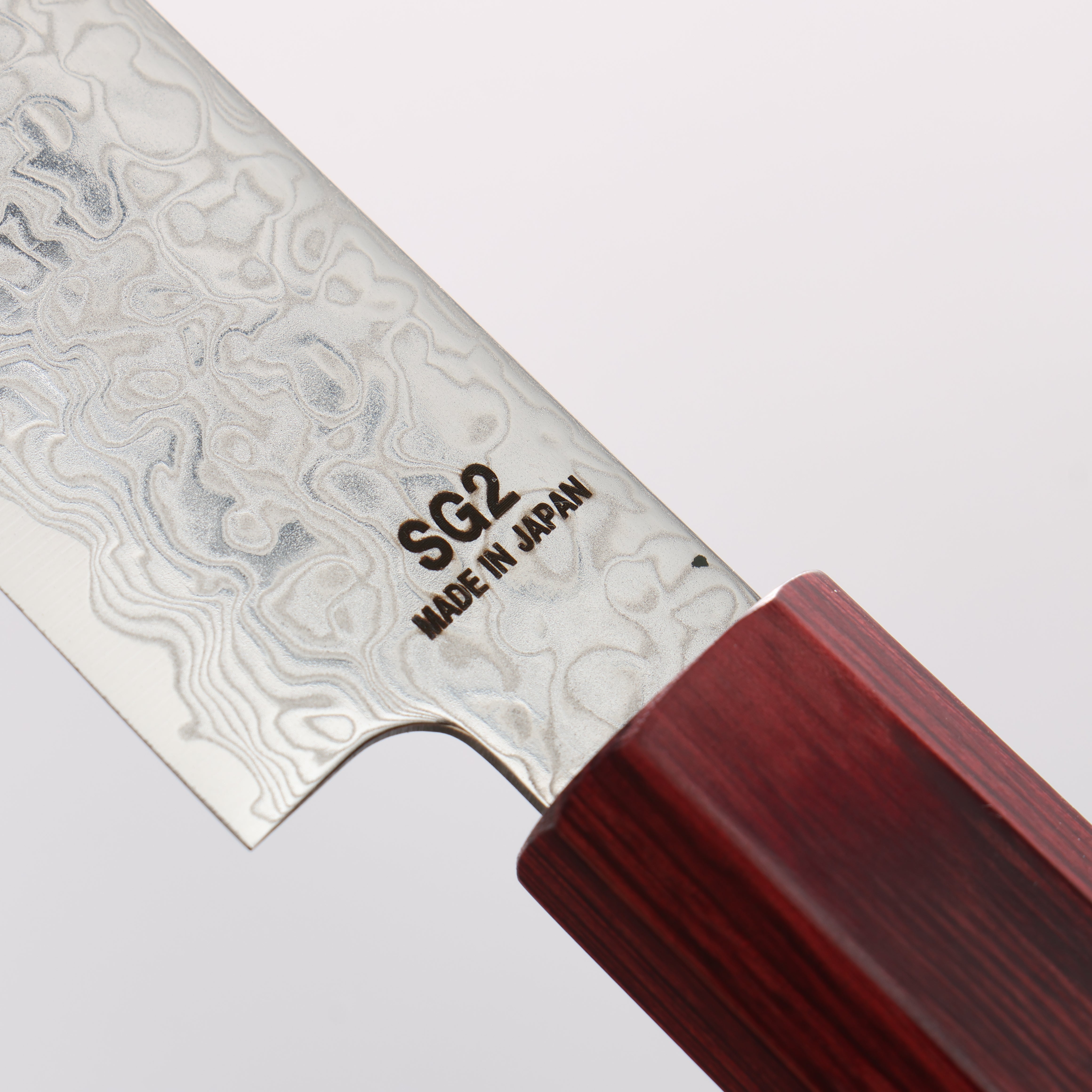 樋口 SG2 大馬士革紋 打磨處理 切付多用途小刀 150mm 紅合成木 握把 - 清助刃物