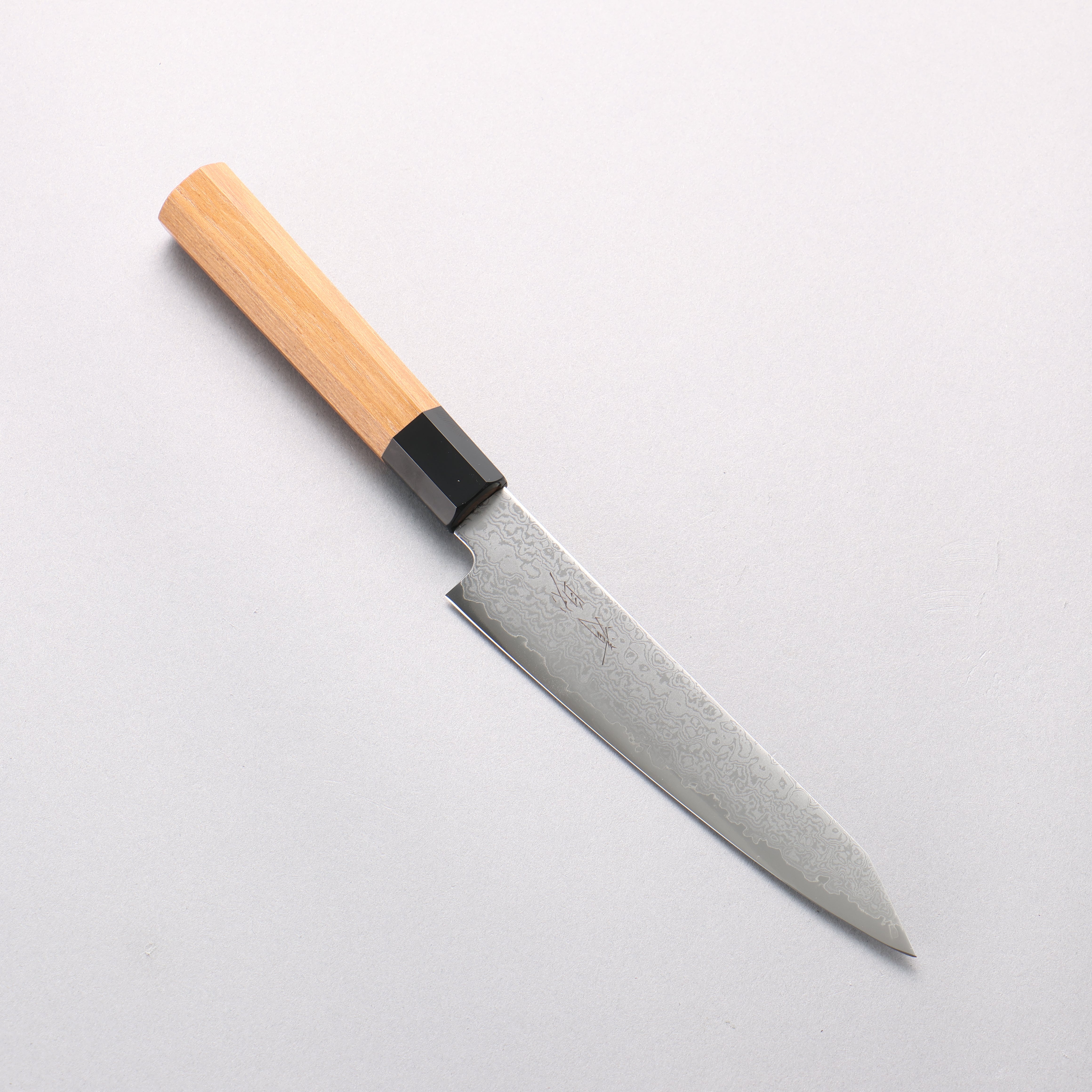 清助 VG10 大馬士革紋 切付多用途小刀 120mm 柚木 (口輪：黑塑膠) 握把 - 清助刃物