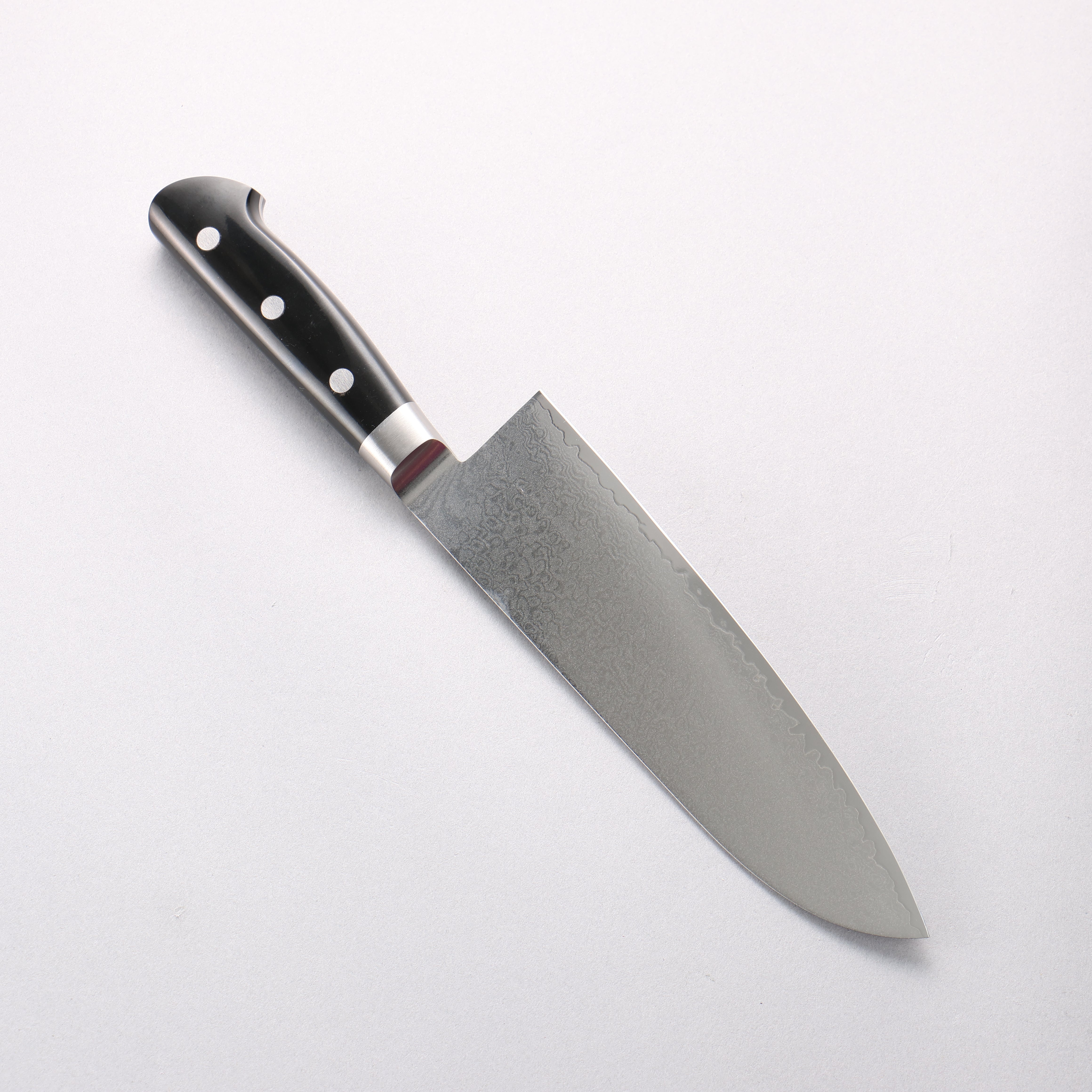清助 VG10 33層大馬士革紋 三德刀 180mm 黑米卡塔（樹脂複合材料） 握把 - 清助刃物