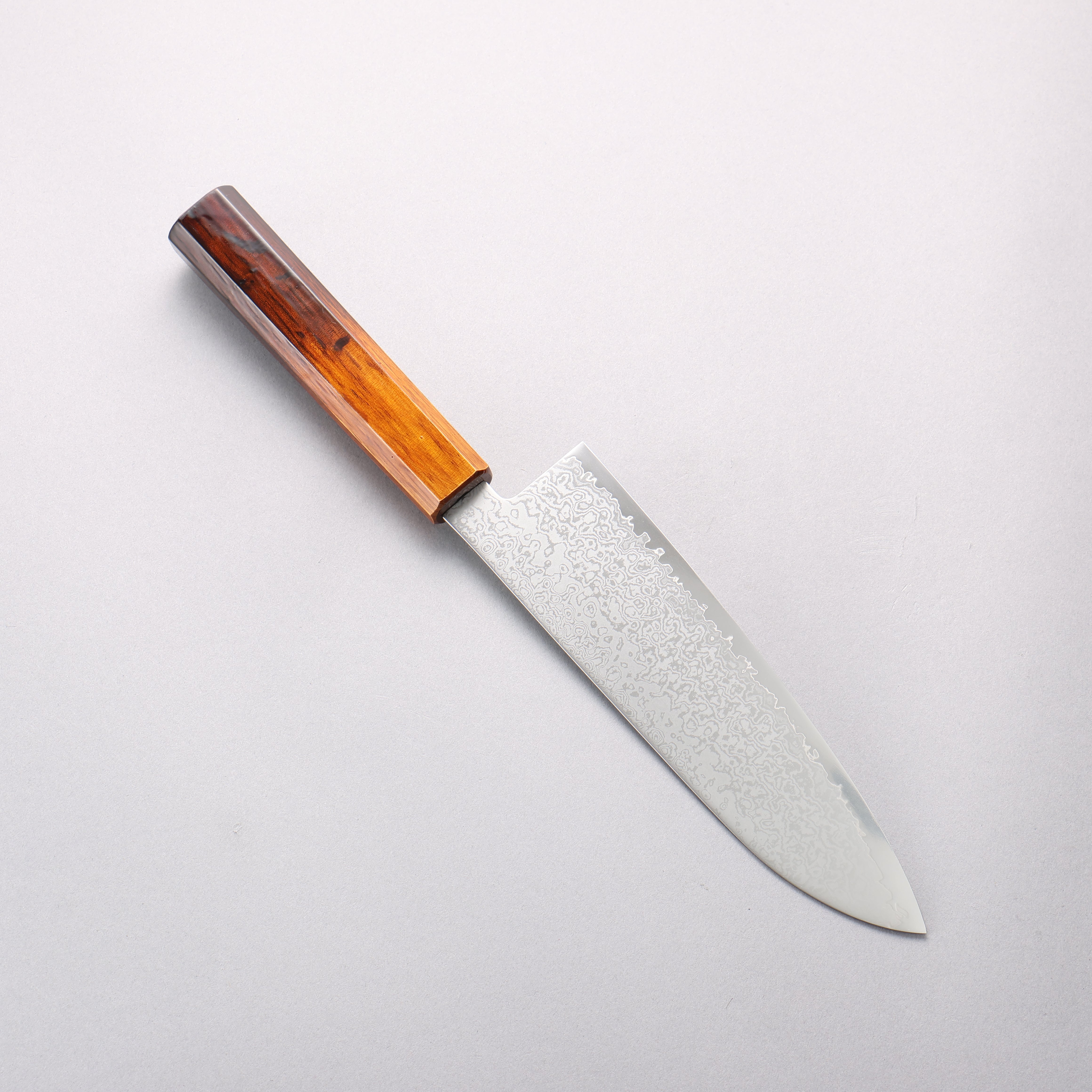 清助 VG10 大馬士革紋 三德刀 180mm 燒木漆塗 握把 - 清助刃物