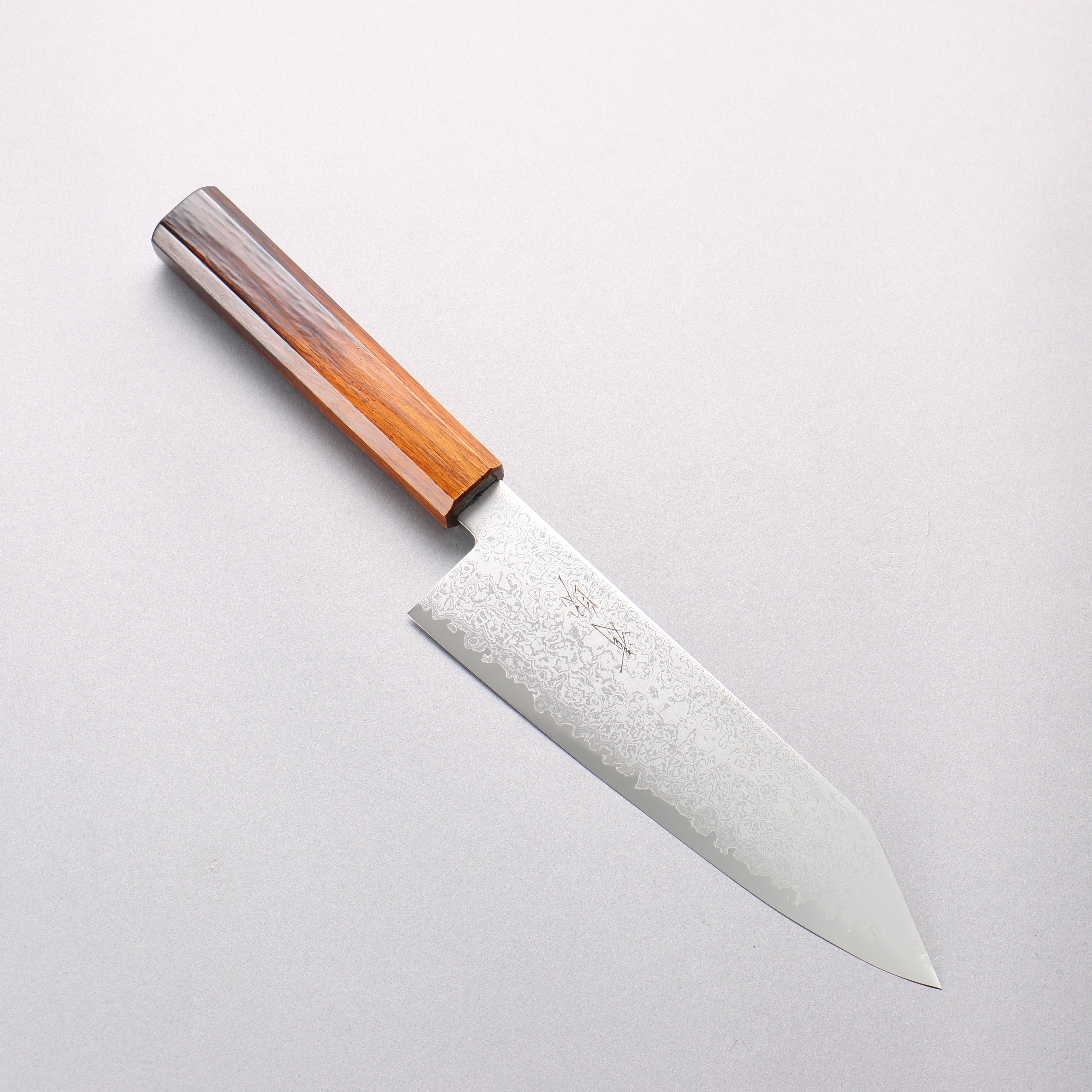 清助 VG10 大馬士革紋 切付三德刀 180mm 燒木漆塗 握把 - 清助刃物
