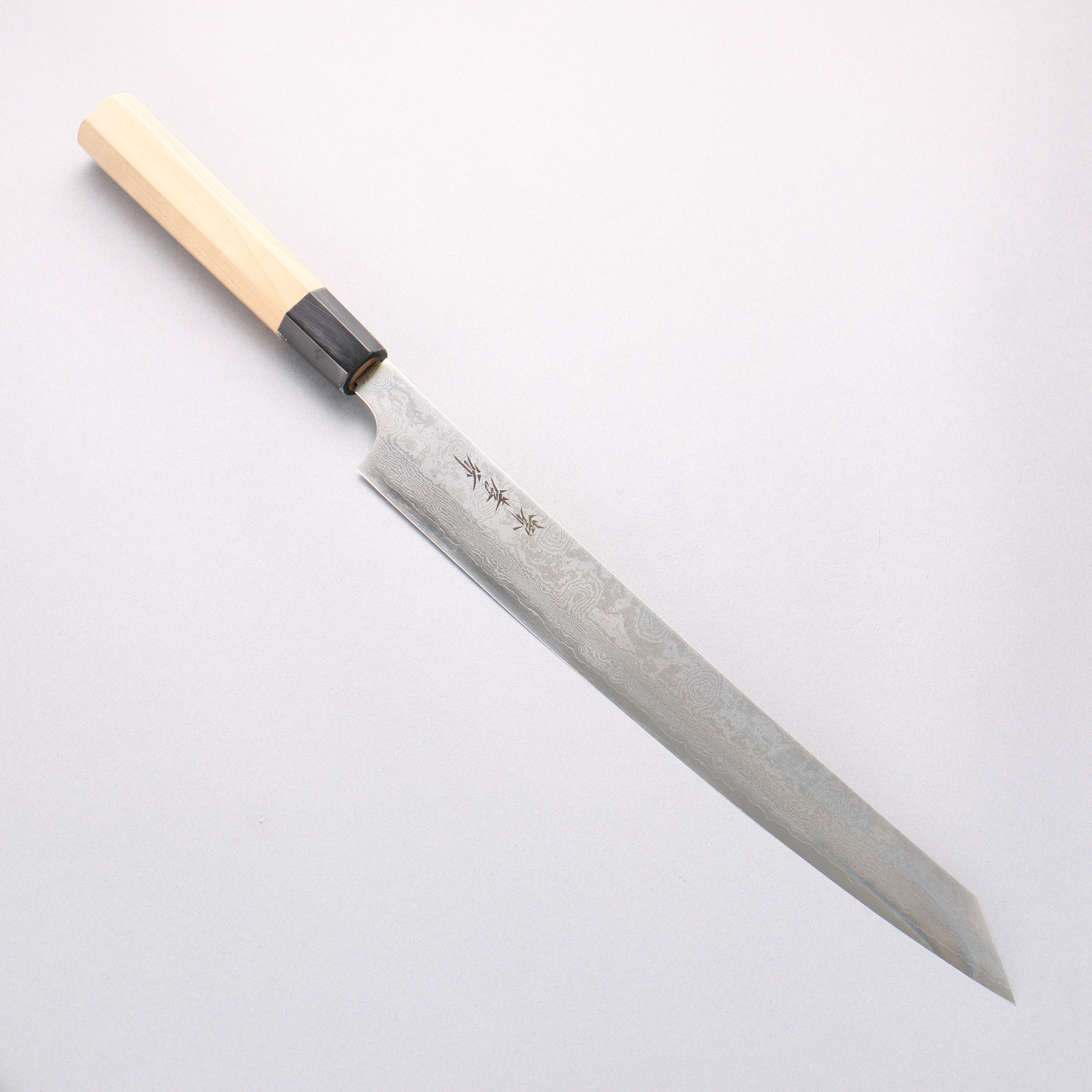 堺 孝行 銀三鋼 大馬士革紋 劍型柳刃 300mm 握把 - 清助刃物