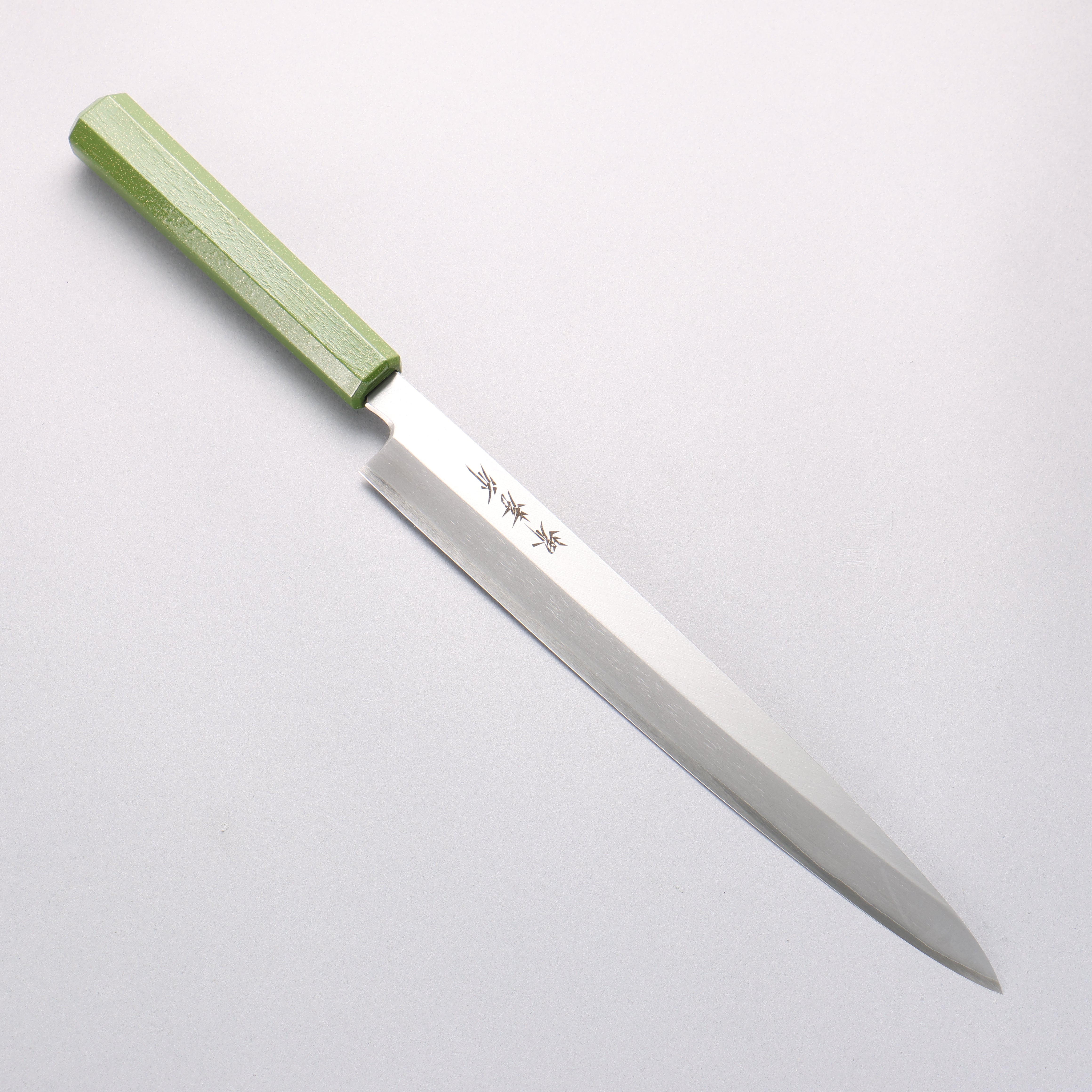 堺 孝行 七色 INOX 鉬鋼 柳刃 270mm ABS 樹脂（黃綠色珠光）握把 - 清助刃物