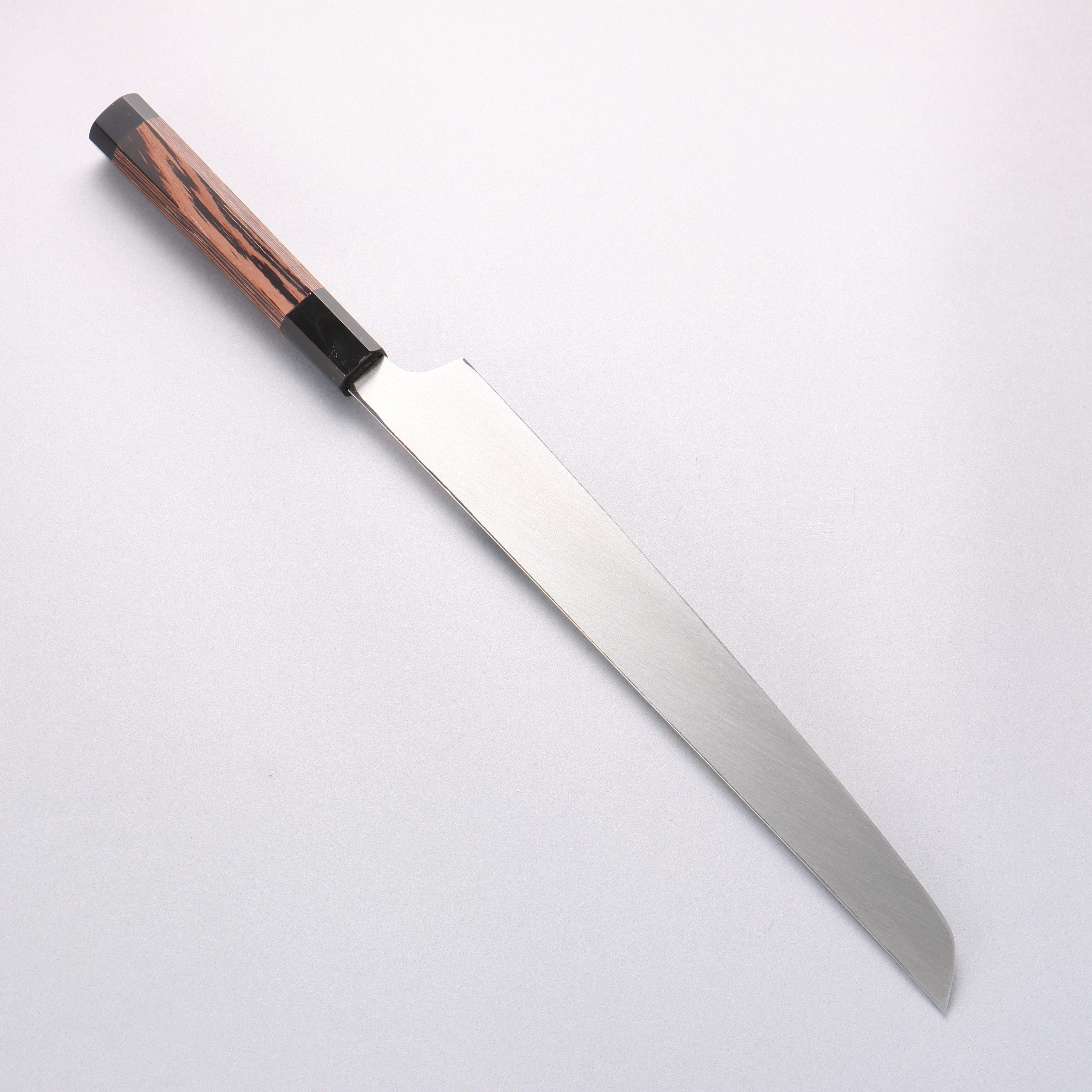 堺 孝行 銀龍 本燒 瑞典鋼 鏡面處理 先丸柳刃 300mm 雞翅木（兩側帶水牛環型設計）握把 附刀鞘 - 清助刃物