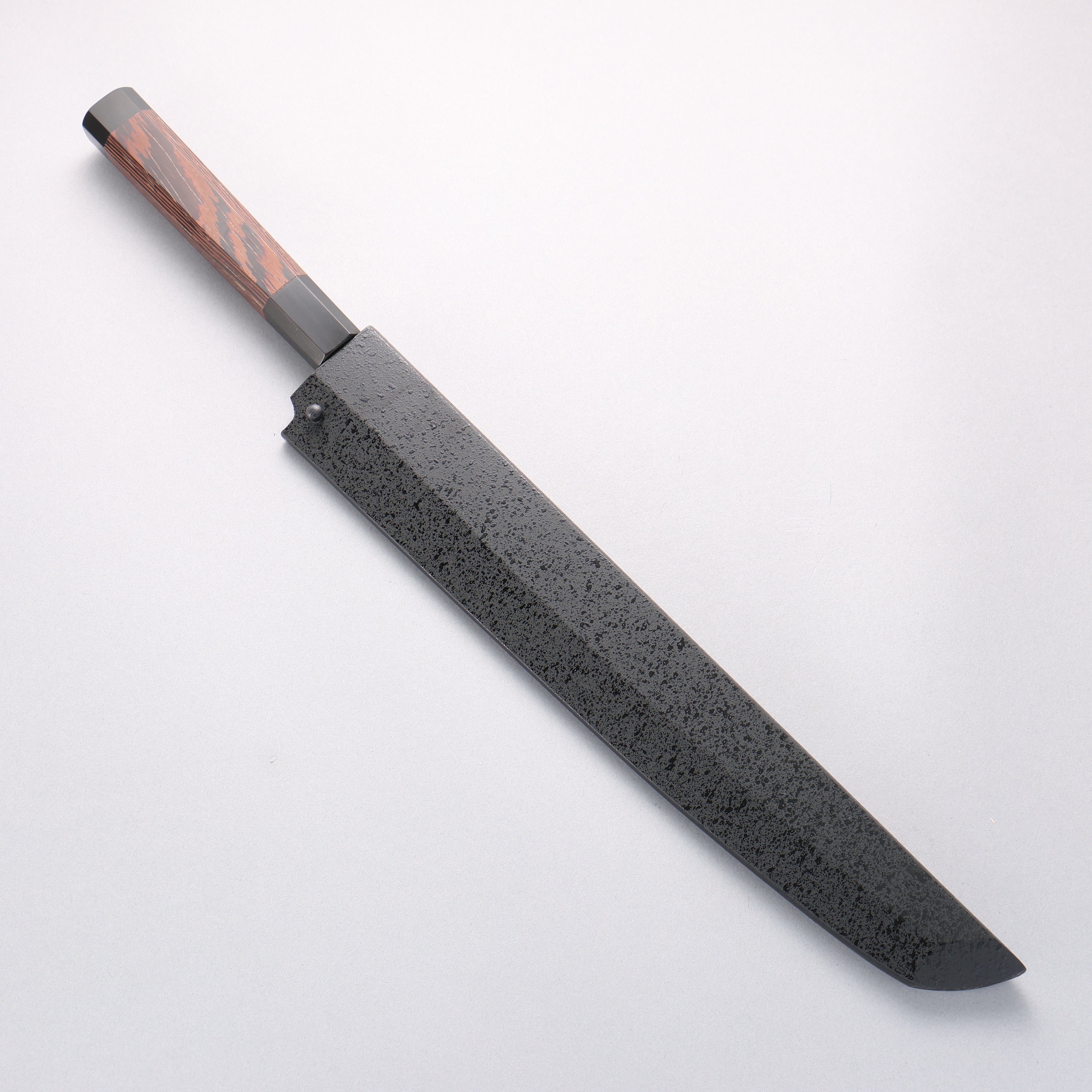 堺 孝行 銀龍 本燒 瑞典鋼 鏡面處理 先丸柳刃 300mm 雞翅木（兩側帶水牛環型設計）握把 附刀鞘 - 清助刃物
