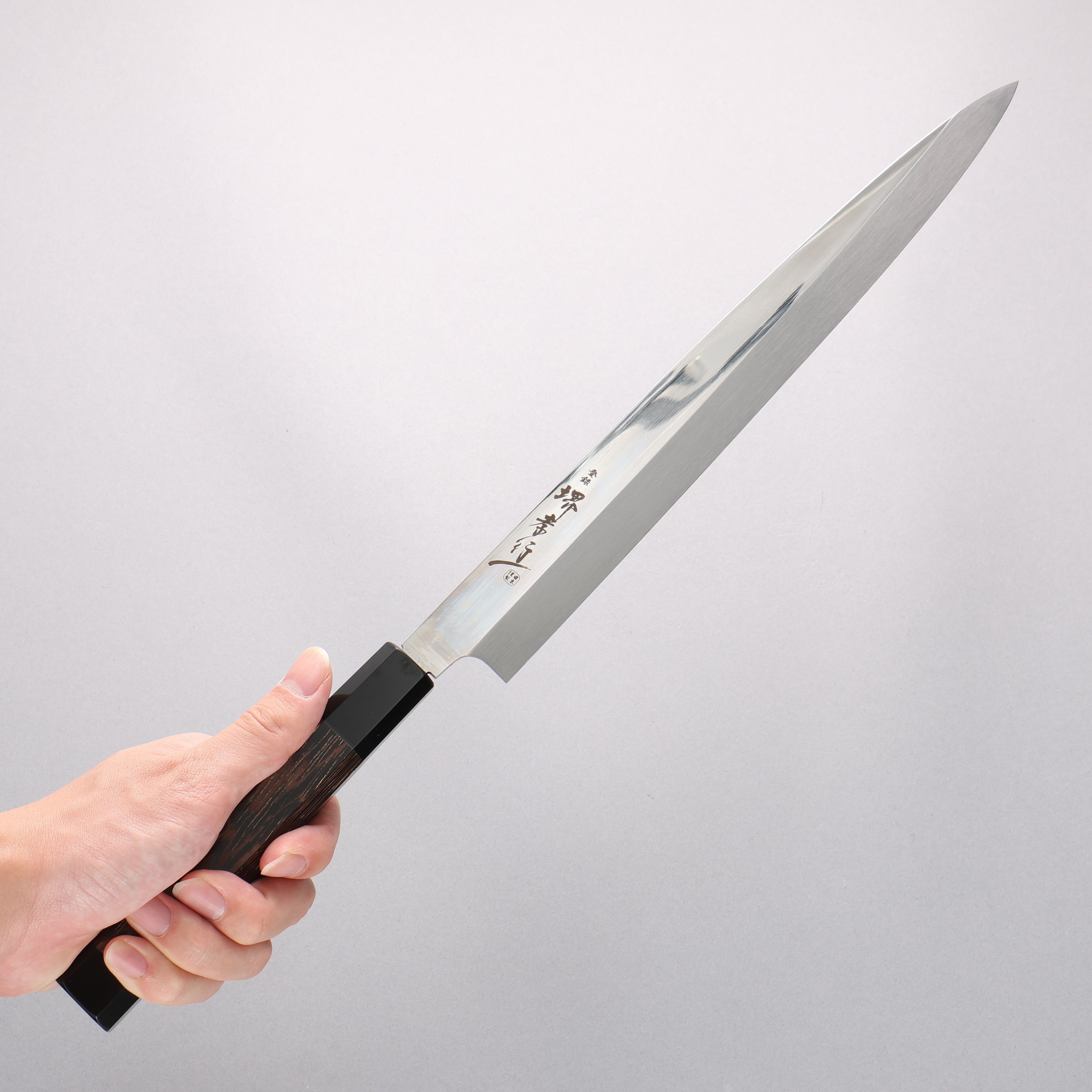 堺 孝行 銀龍 本燒 瑞典鋼 鏡面處理 柳刃 300mm 雞翅木（兩側帶水牛環型設計）握把 附刀鞘 - 清助刃物