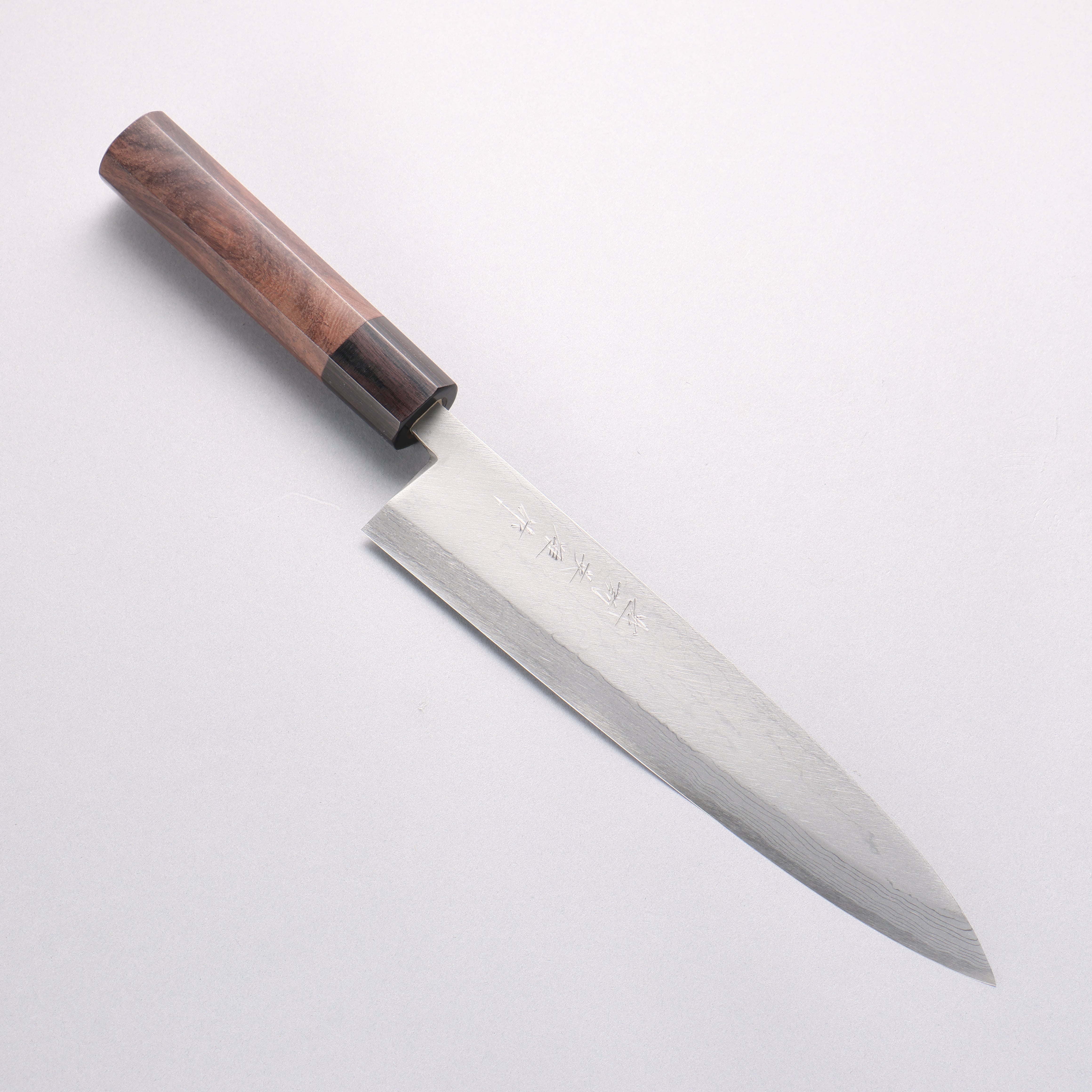 北岡 英雄 白鋼二號 大馬士革紋 身卸出刃 日本刀 240mm 紫檀木 握把 - 清助刃物