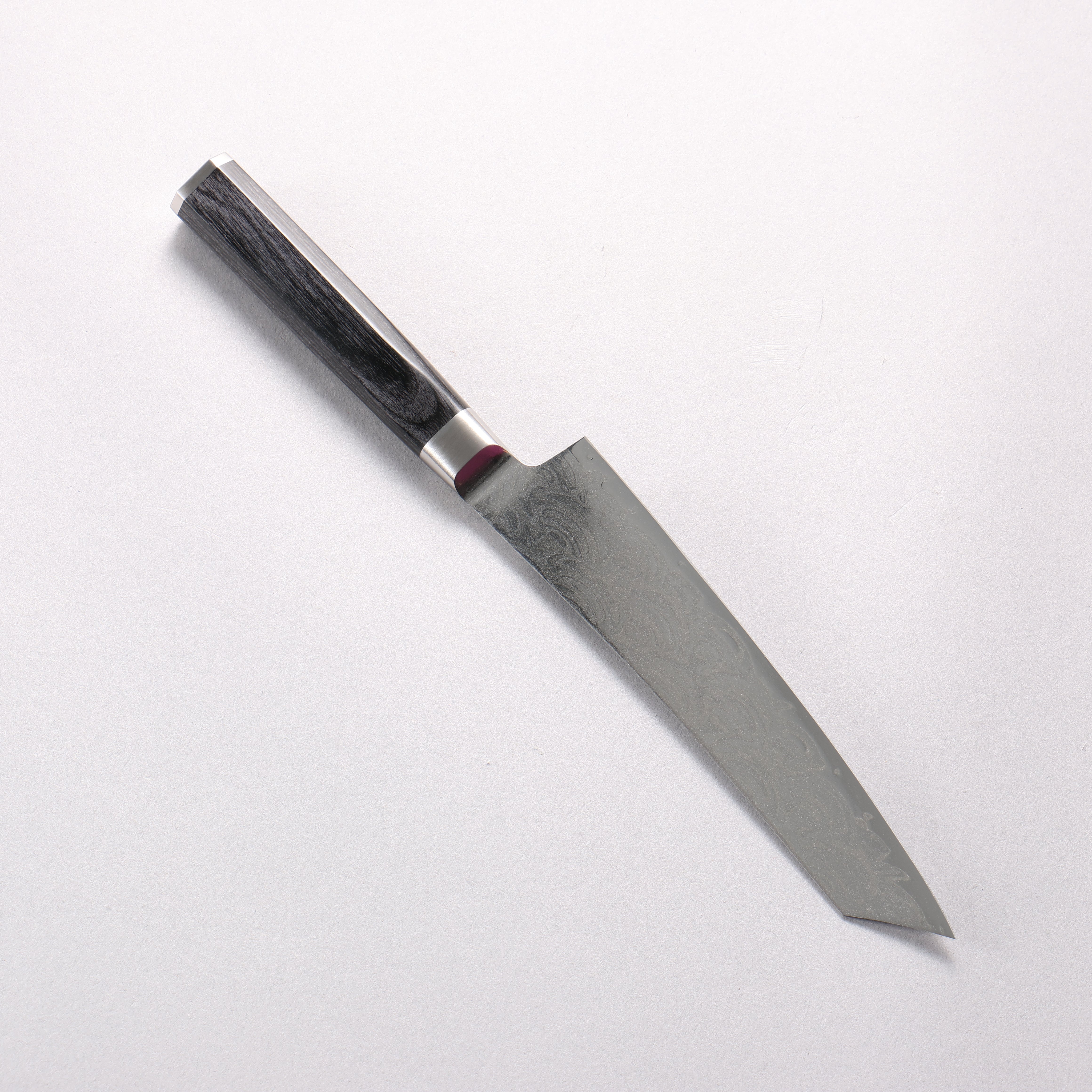 堺 孝行 青海波 Böhler SP 鋼 45層大馬士革紋 打磨處理 劍型多用途小刀 150mm 黑合成木 握把 - 清助刃物