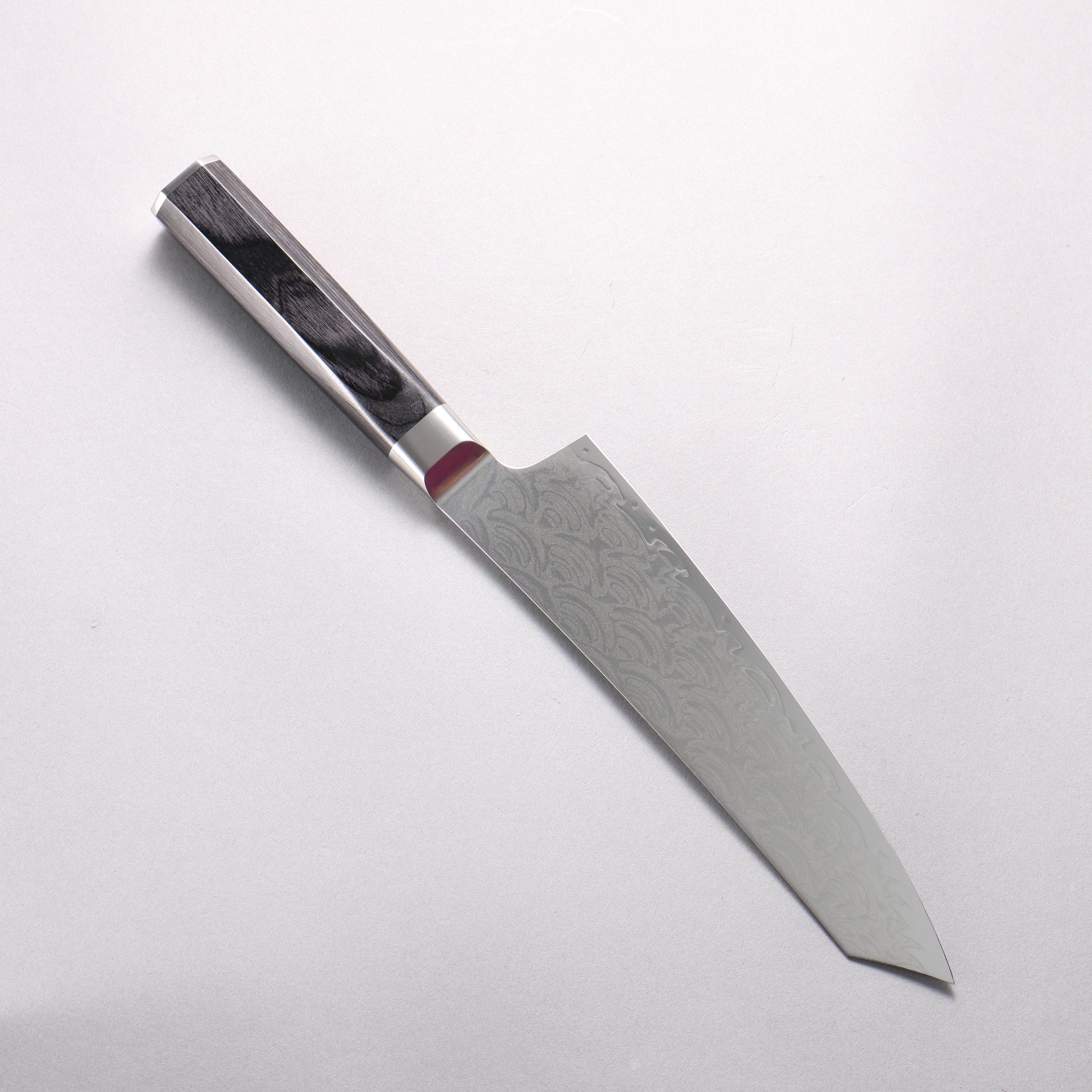 堺 孝行 青海波 Böhler SP 鋼 45層大馬士革紋 打磨處理 劍型牛刀 190mm 黑合成木 握把 - 清助刃物