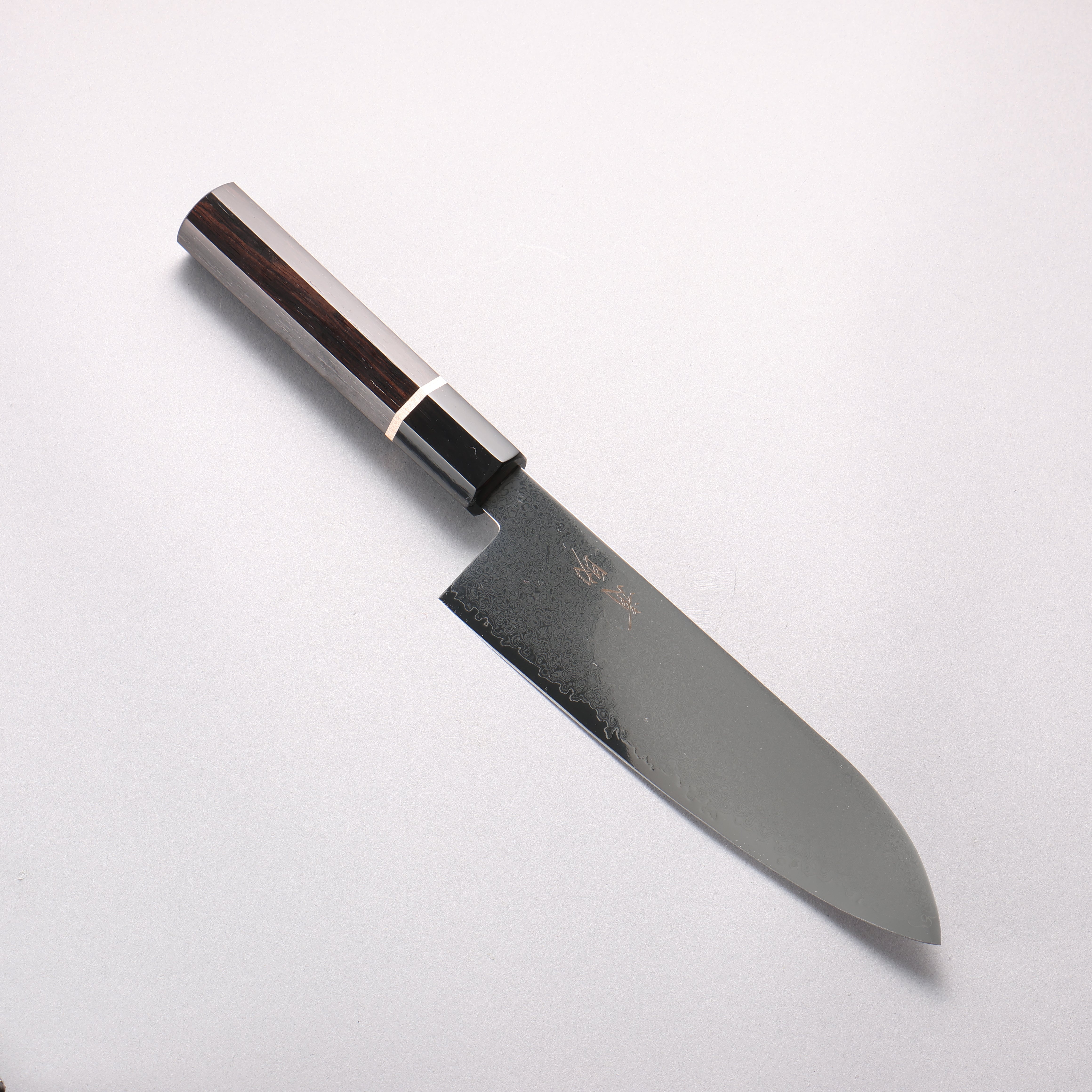 清助 VG10 33層大馬士革紋 三德刀 180mm 黑檀（帶白色環型設計） 握把 - 清助刃物