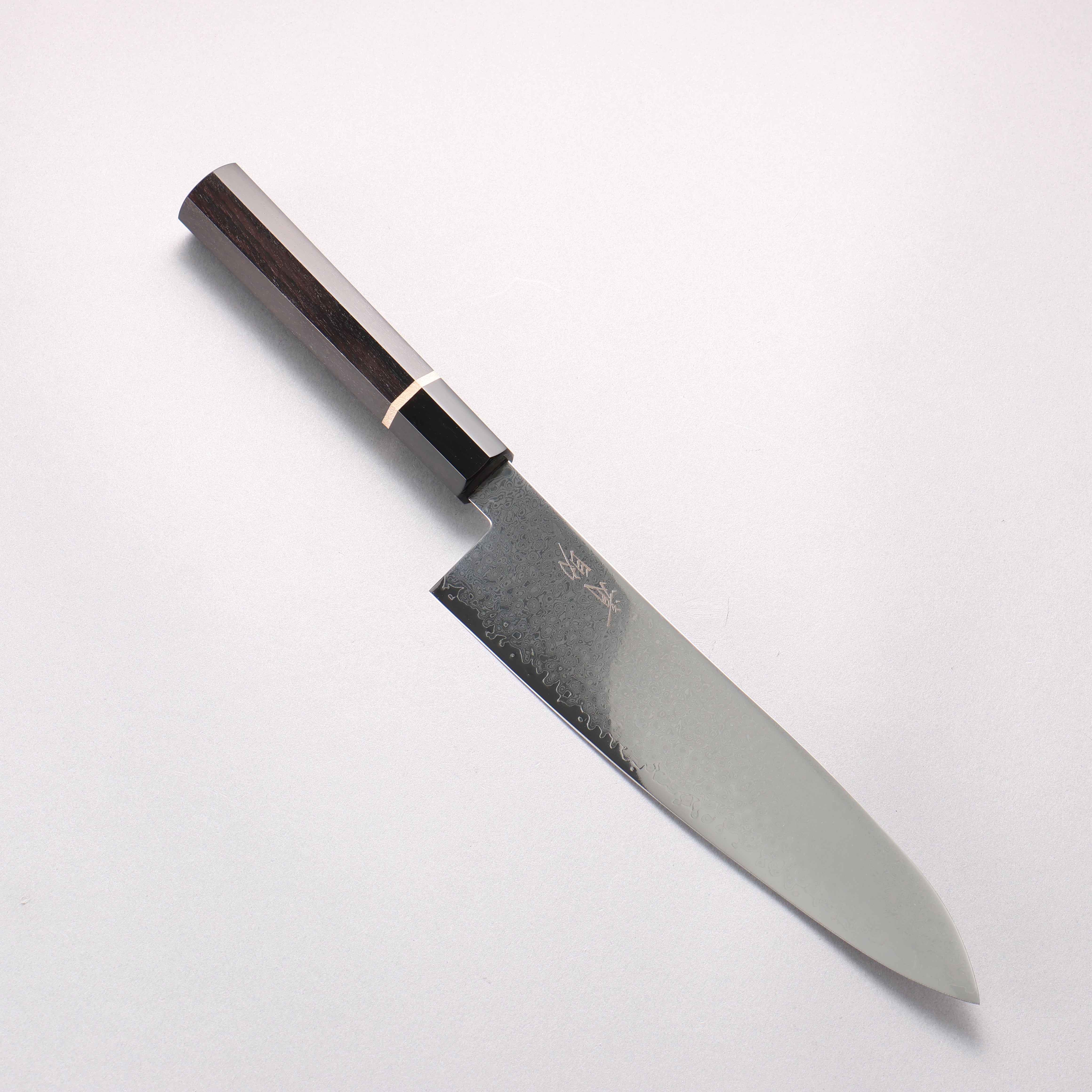 清助 VG10 33層大馬士革紋 牛刀 210mm 黑檀（帶白色環型設計） 握把 - 清助刃物