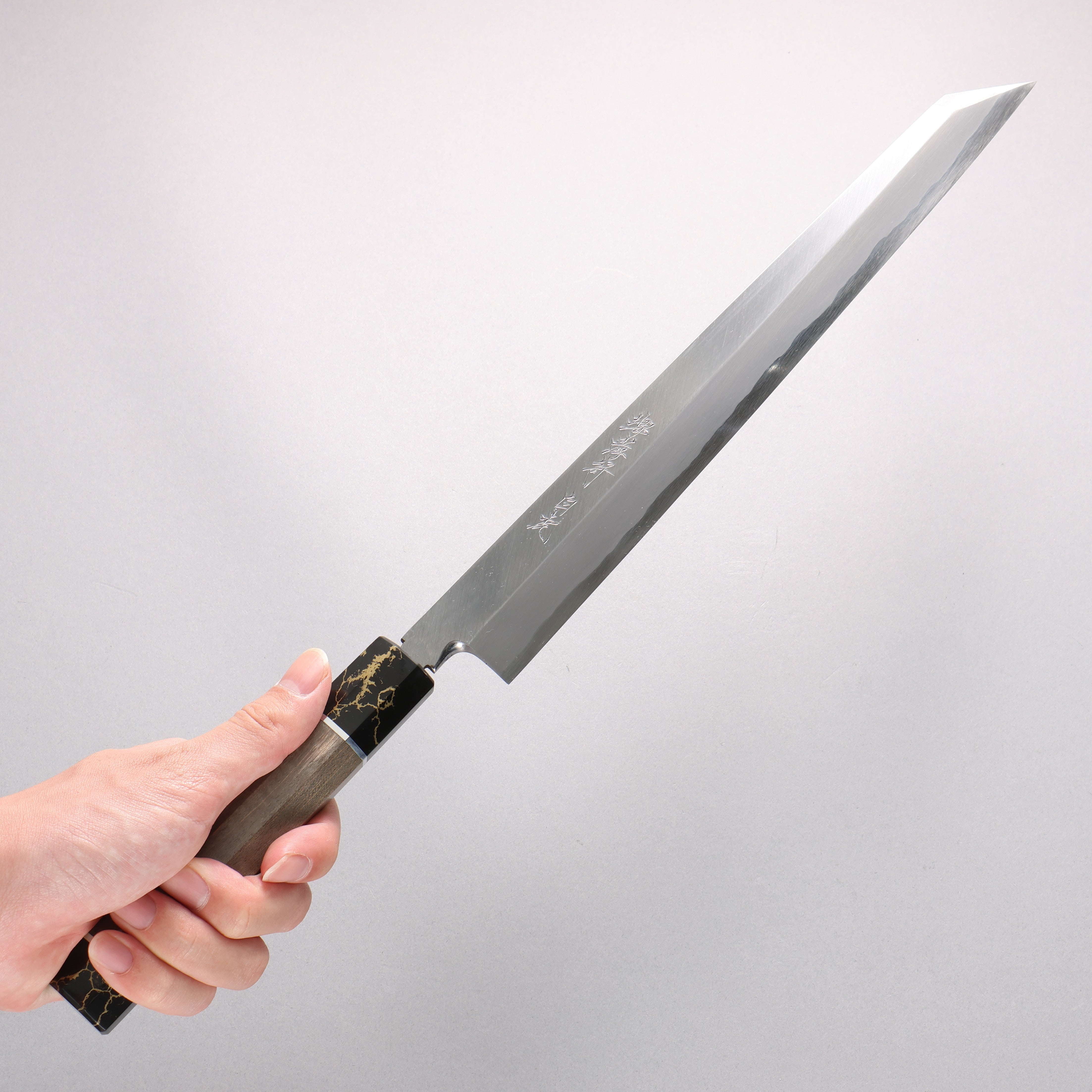 堺 孝行 白虎 白鋼一號 切付柳刃 300mm 穩定木 握把 附刀鞘 - 清助刃物