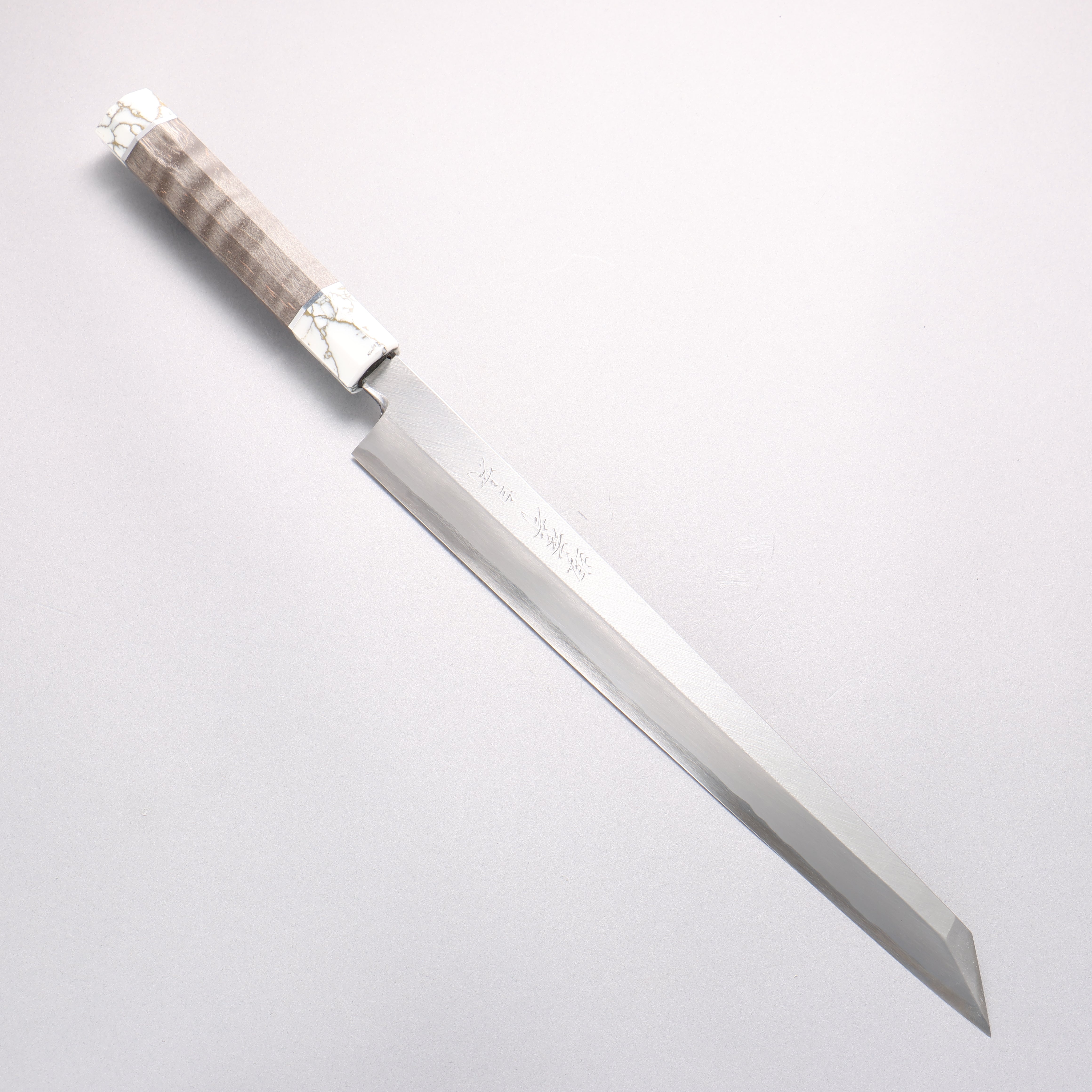 堺 孝行 白虎 白鋼一號 切付柳刃 300mm 穩定木 握把 附刀鞘 - 清助刃物