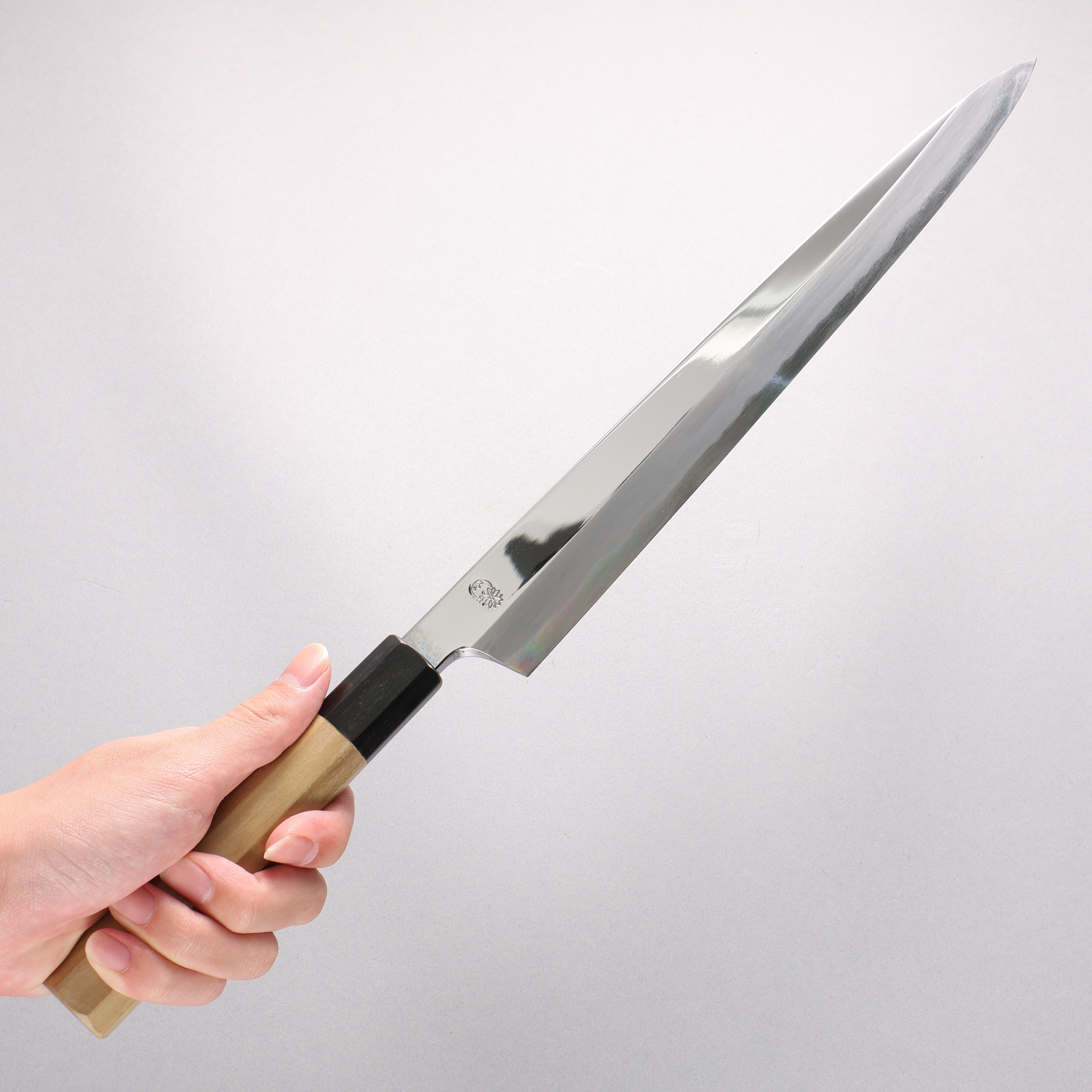 重陽 白鋼 鏡面處理 柳刃 300mm 握把 - 清助刃物