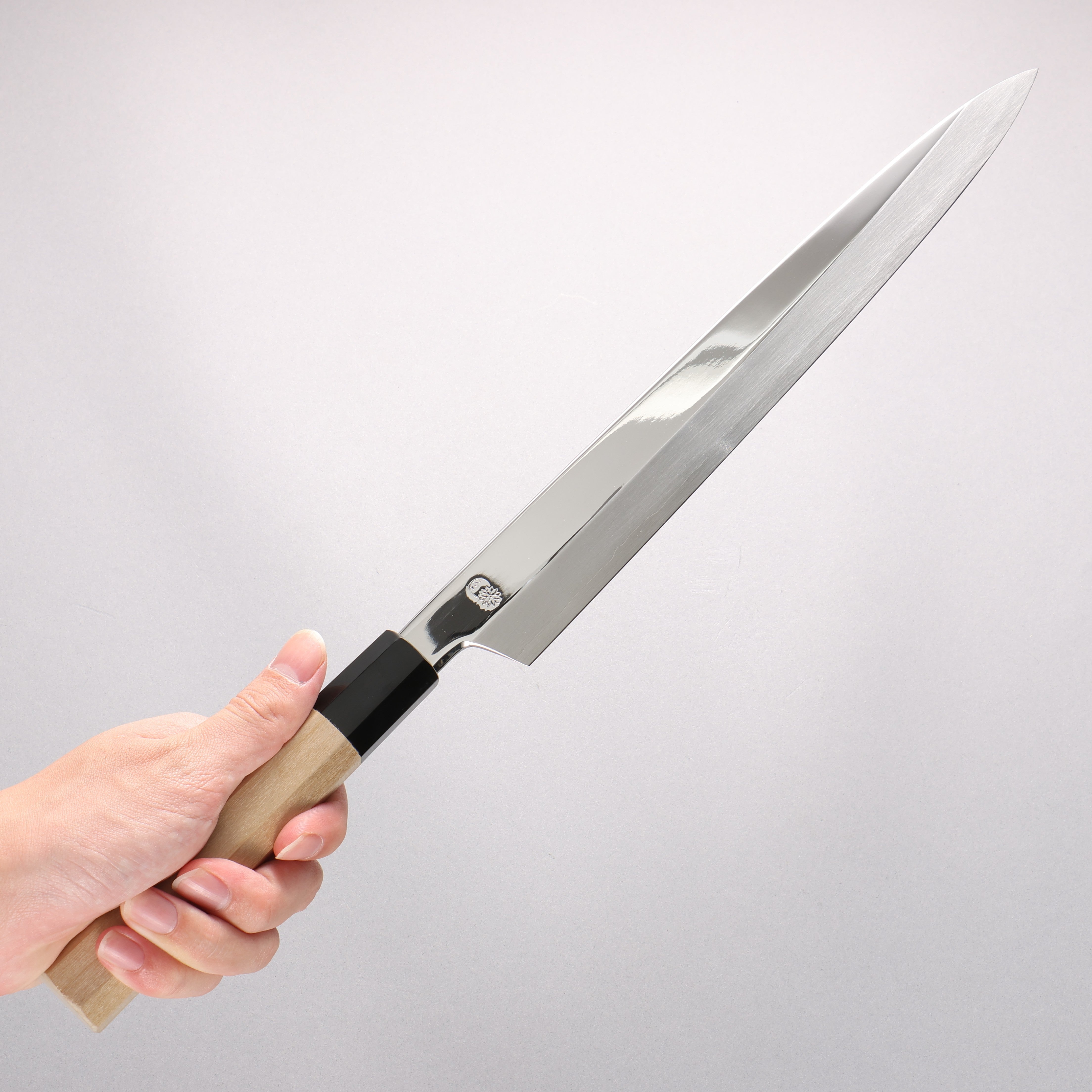 重陽 銀三鋼 鏡面處理 柳刃 300mm 木蘭握把 - 清助刃物