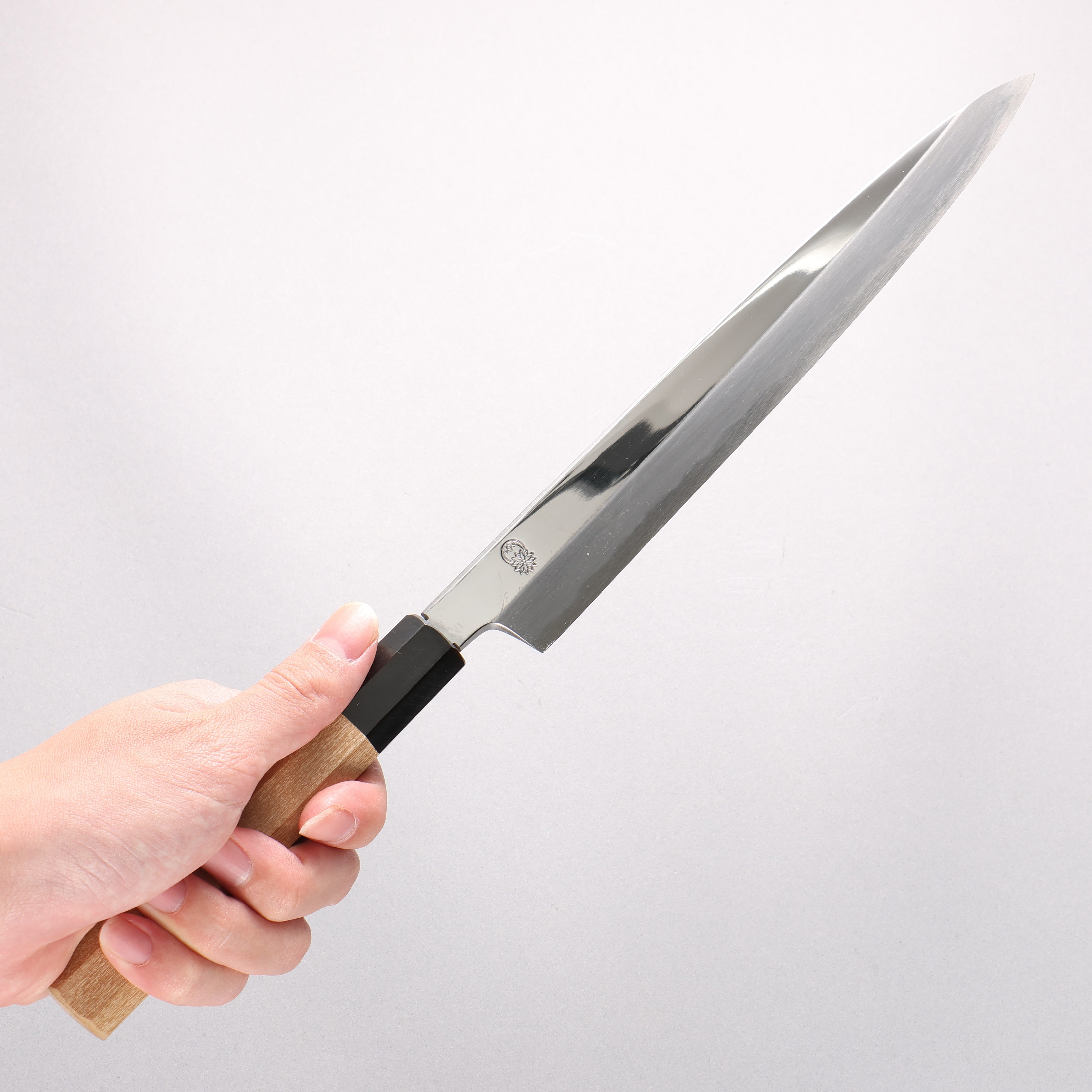 重陽 白鋼 鏡面處理 柳刃 240mm 握把 - 清助刃物