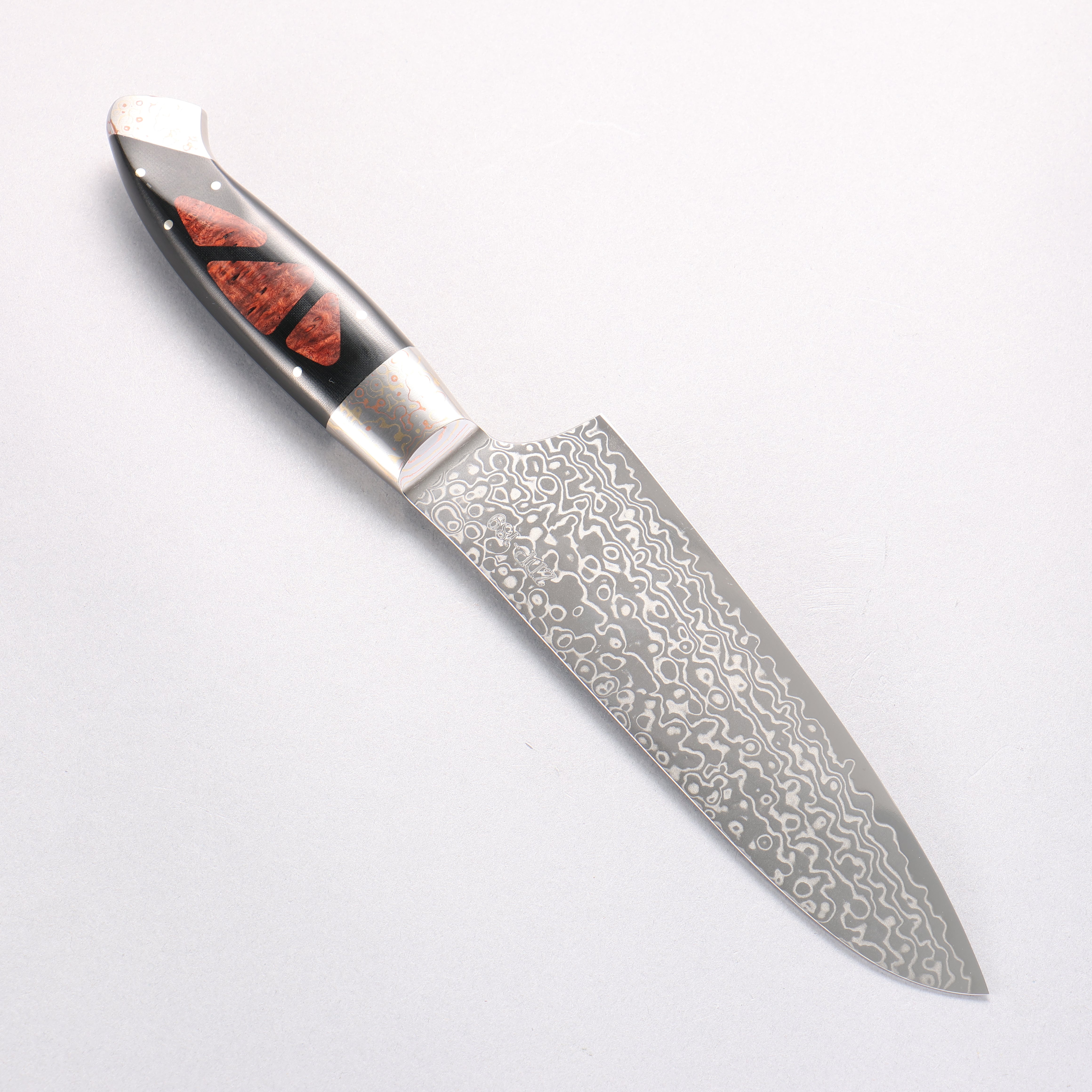 佳人 ZDP189 大馬士革紋 打磨處理 三德刀 165mm 鮑魚嵌細工 握把 - 清助刃物