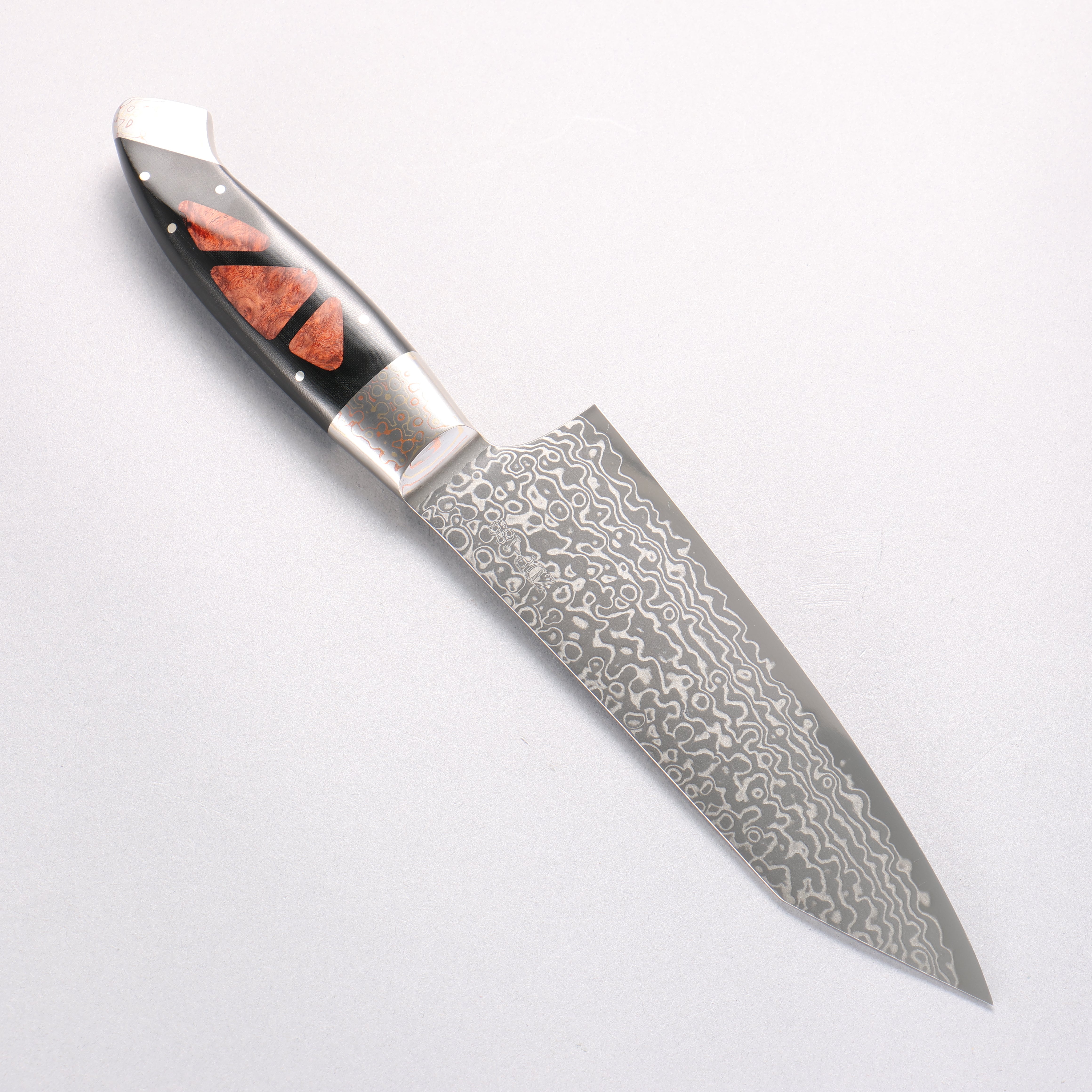 佳人 ZDP189 大馬士革紋 打磨處理 切付三德刀 165mm 哈納林瘤嵌細工 握把 - 清助刃物