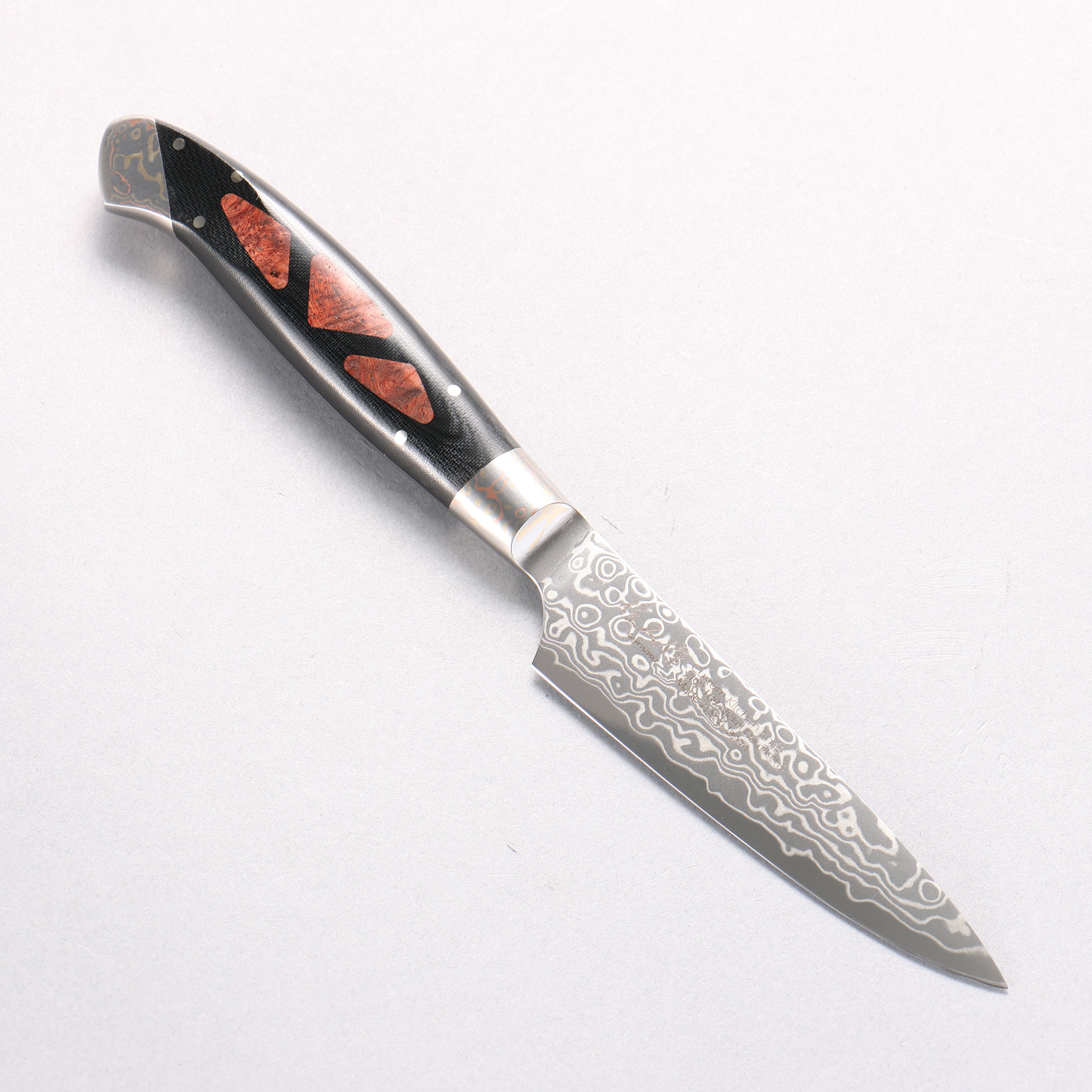 佳人 ZDP189 大馬士革紋 打磨處理 多用途小刀 95mm 哈納林瘤嵌細工 握把 - 清助刃物