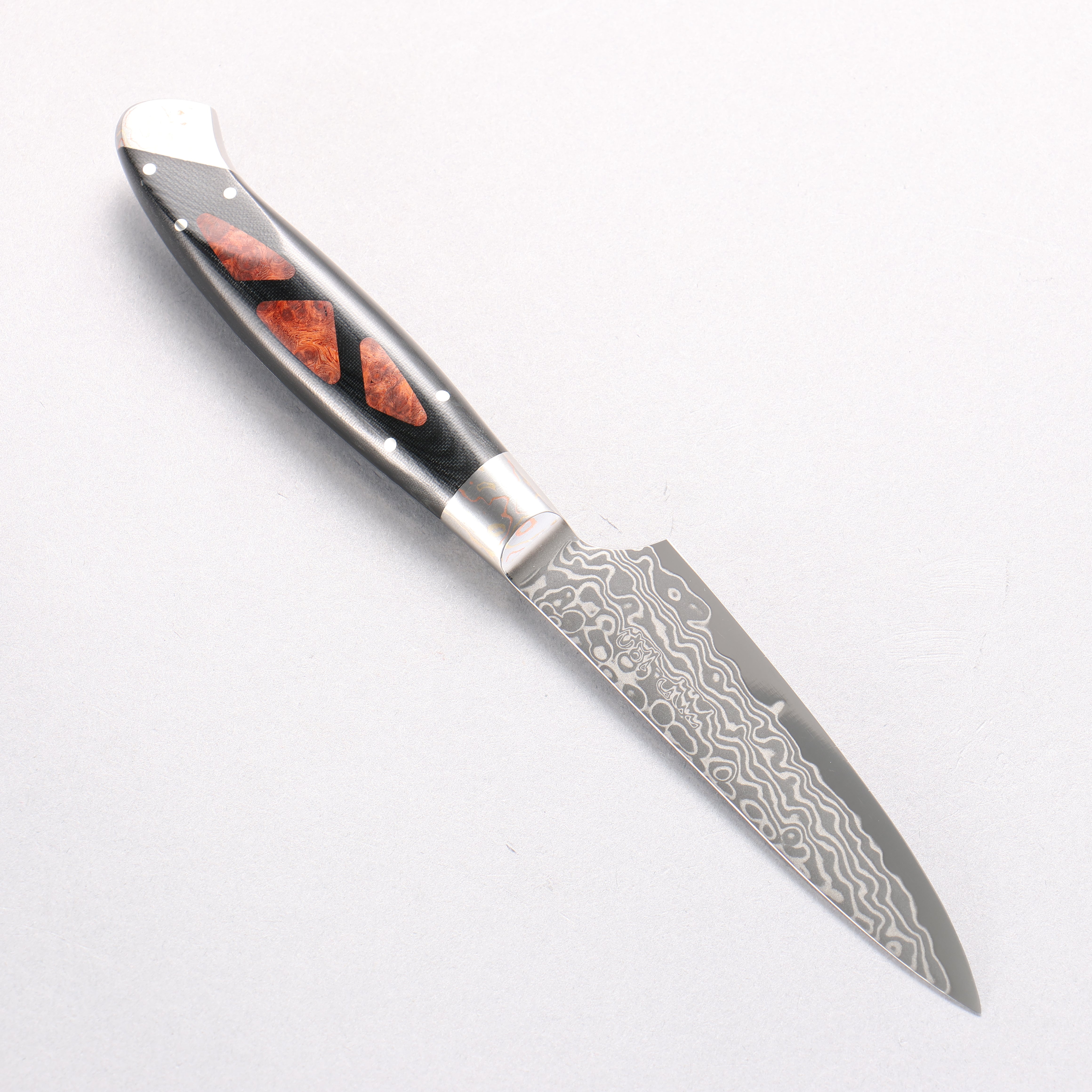 佳人 ZDP189 大馬士革紋 打磨處理 多用途小刀 95mm 哈納林瘤嵌細工 握把 - 清助刃物