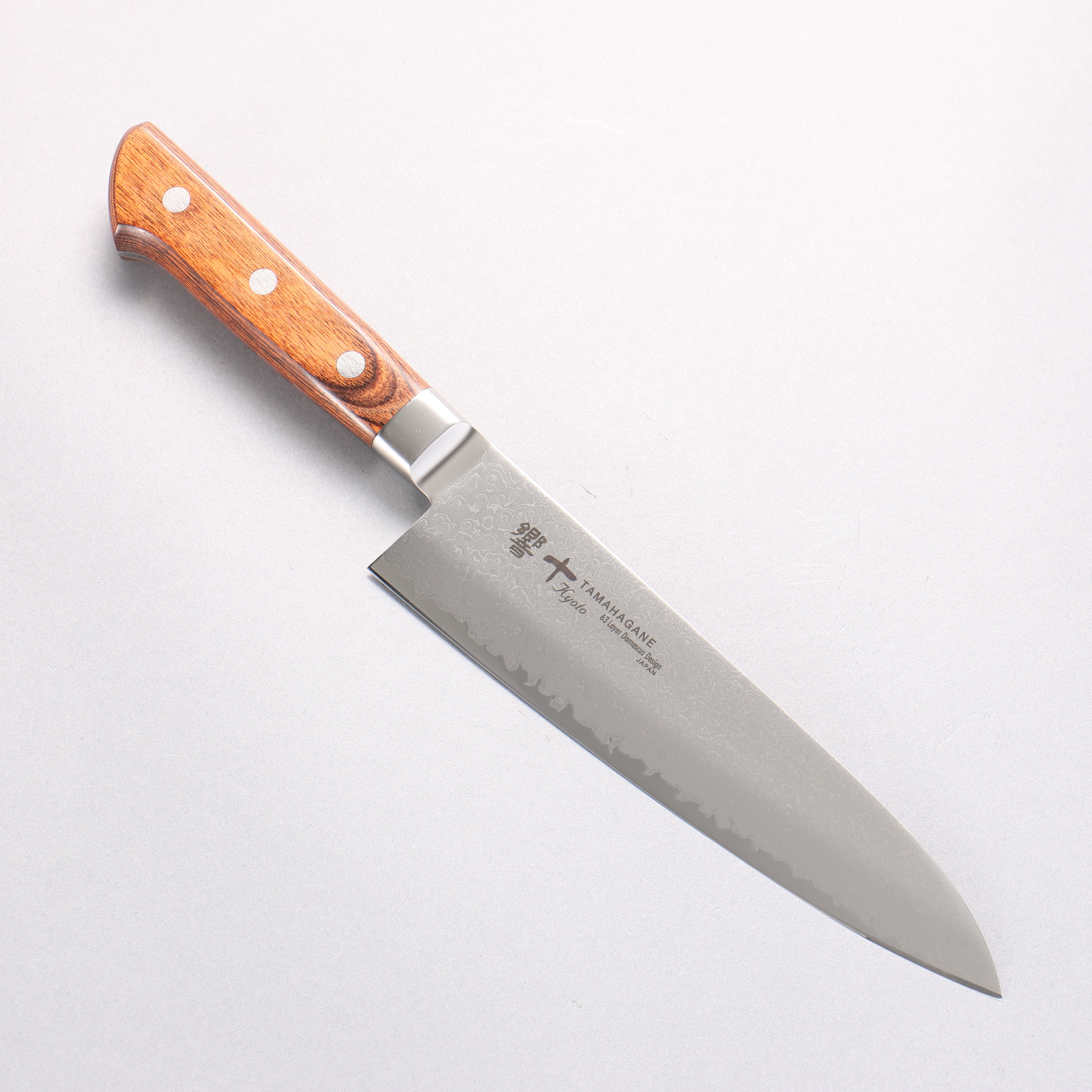 玉鋼 響十 63層 大馬士革紋 牛刀 180mm KP-1106 - 清助刃物