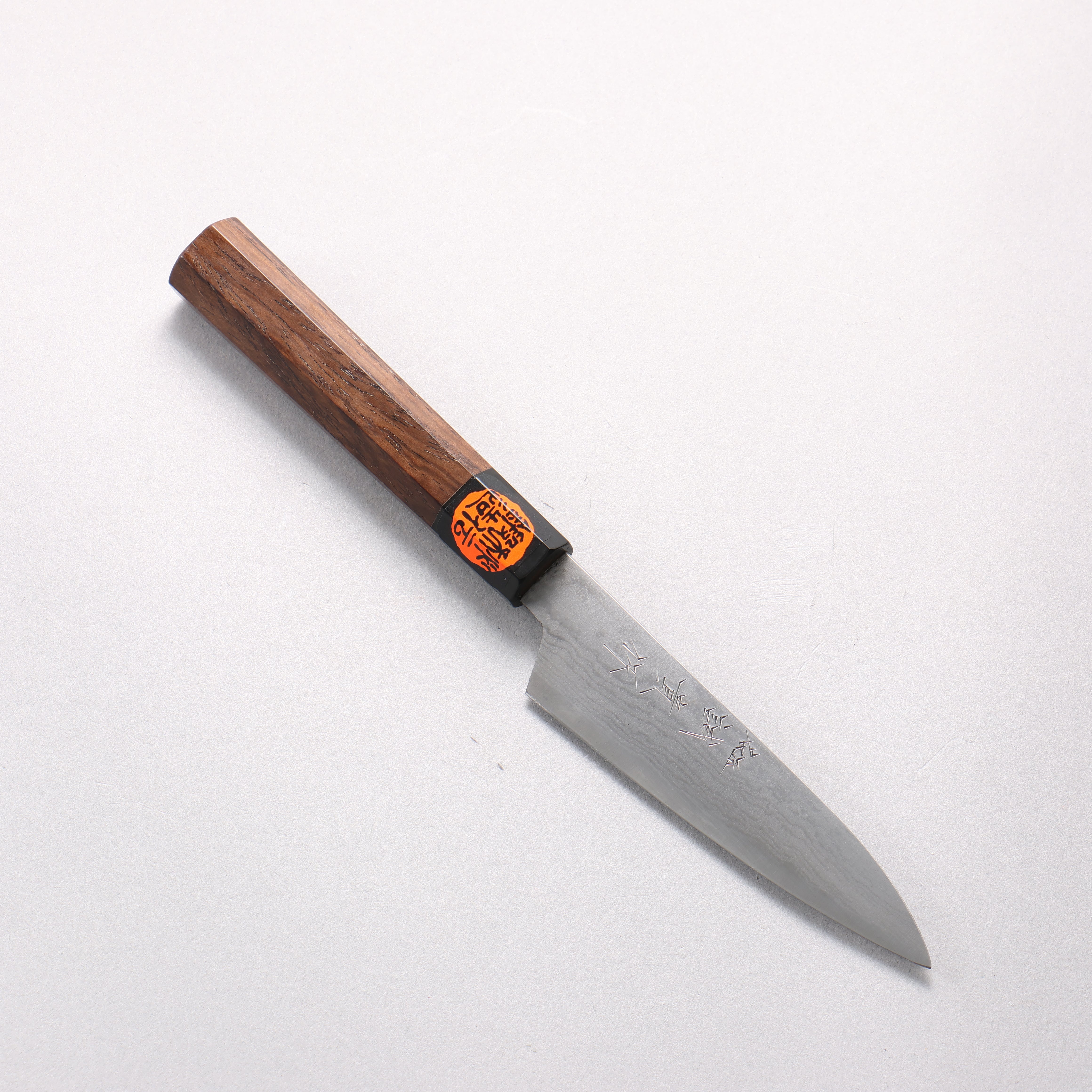 田中 誠貴 青鋼二號 大馬士革紋 多用途小刀 120mm 核桃木 握把 - 清助刃物