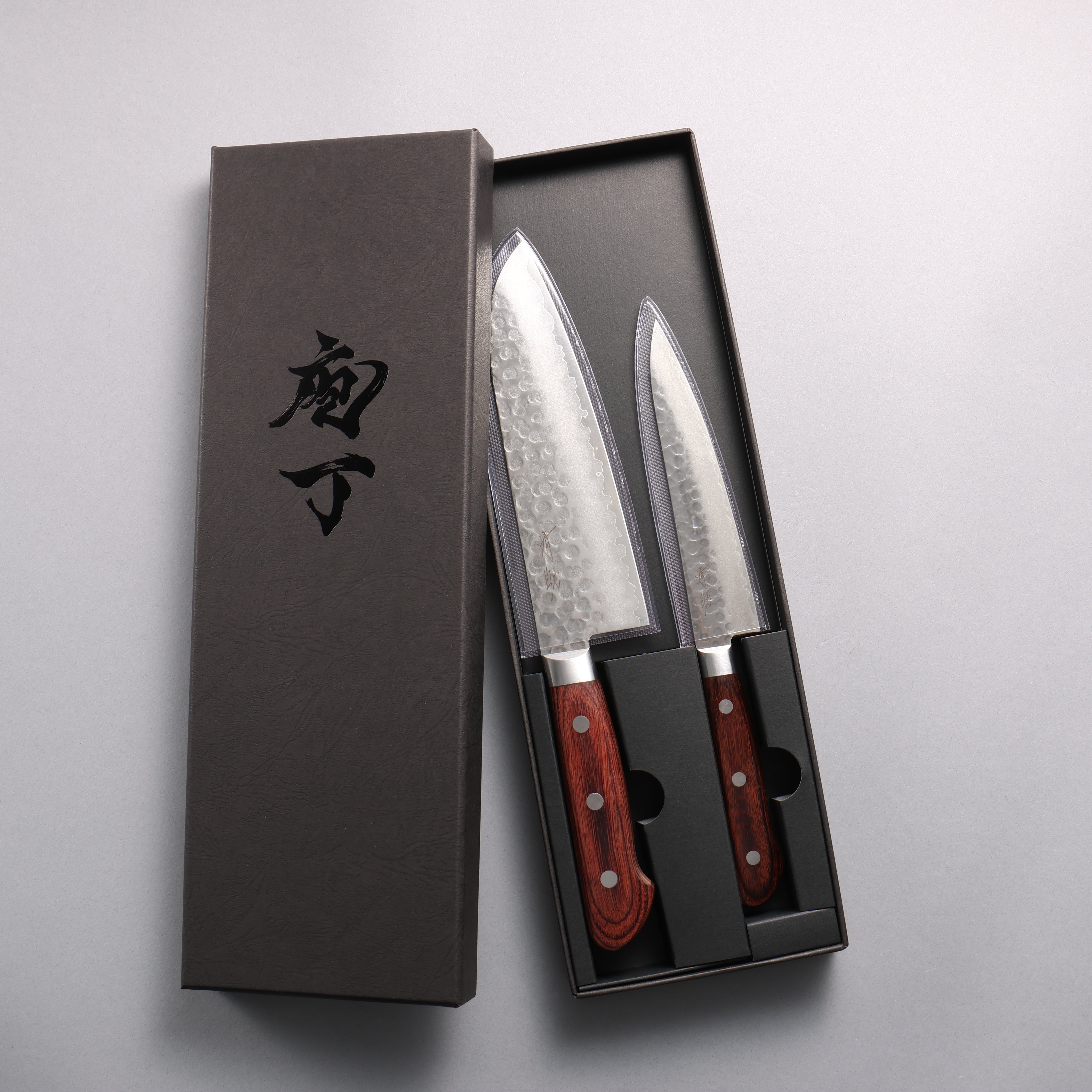 清助 VG10 鎚目 三德刀&多用途小刀組合 桃花心木 握把 170mm & 140mm - 清助刃物