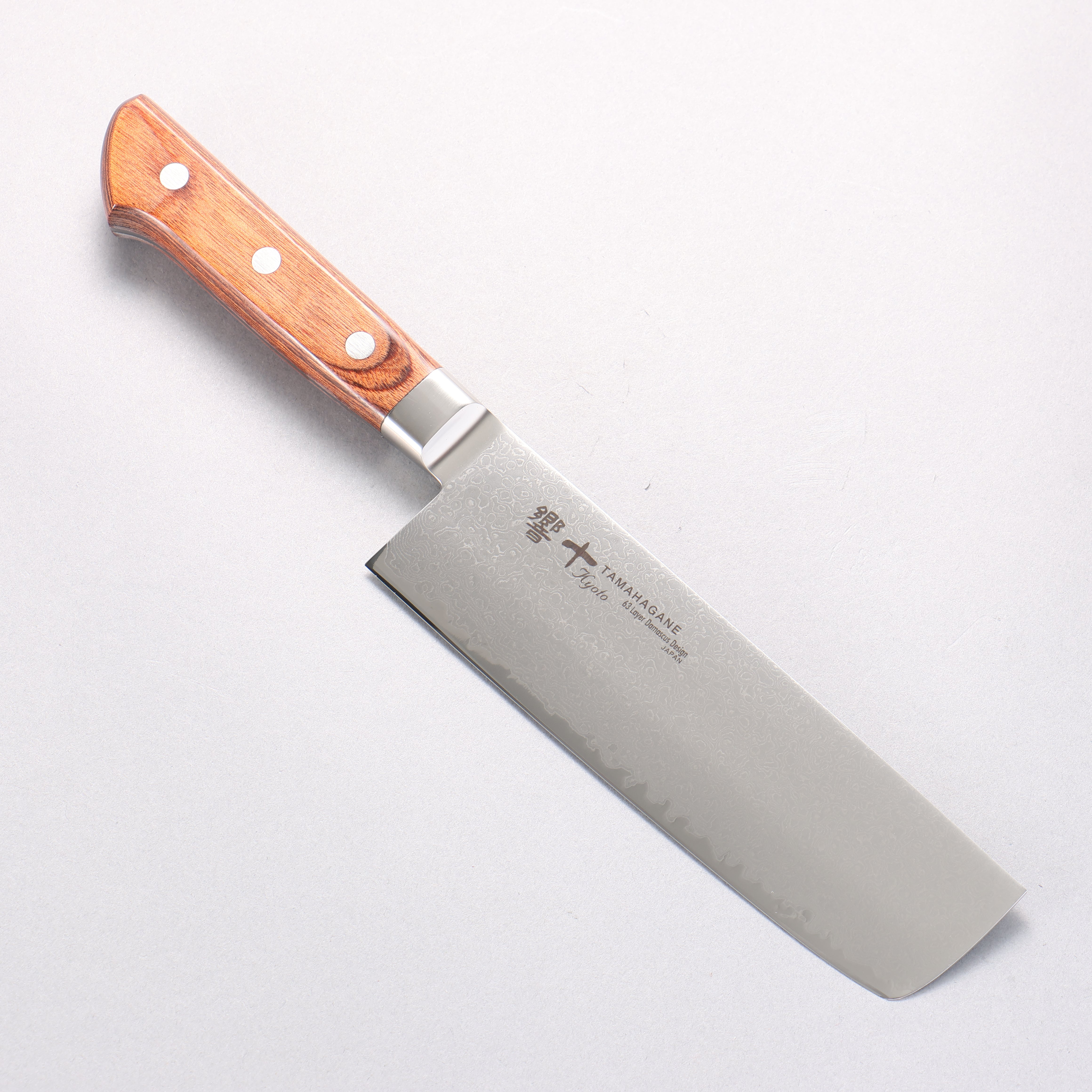 玉鋼 響十 63層 大馬士革紋 菜切 160mm KP-1116 - 清助刃物