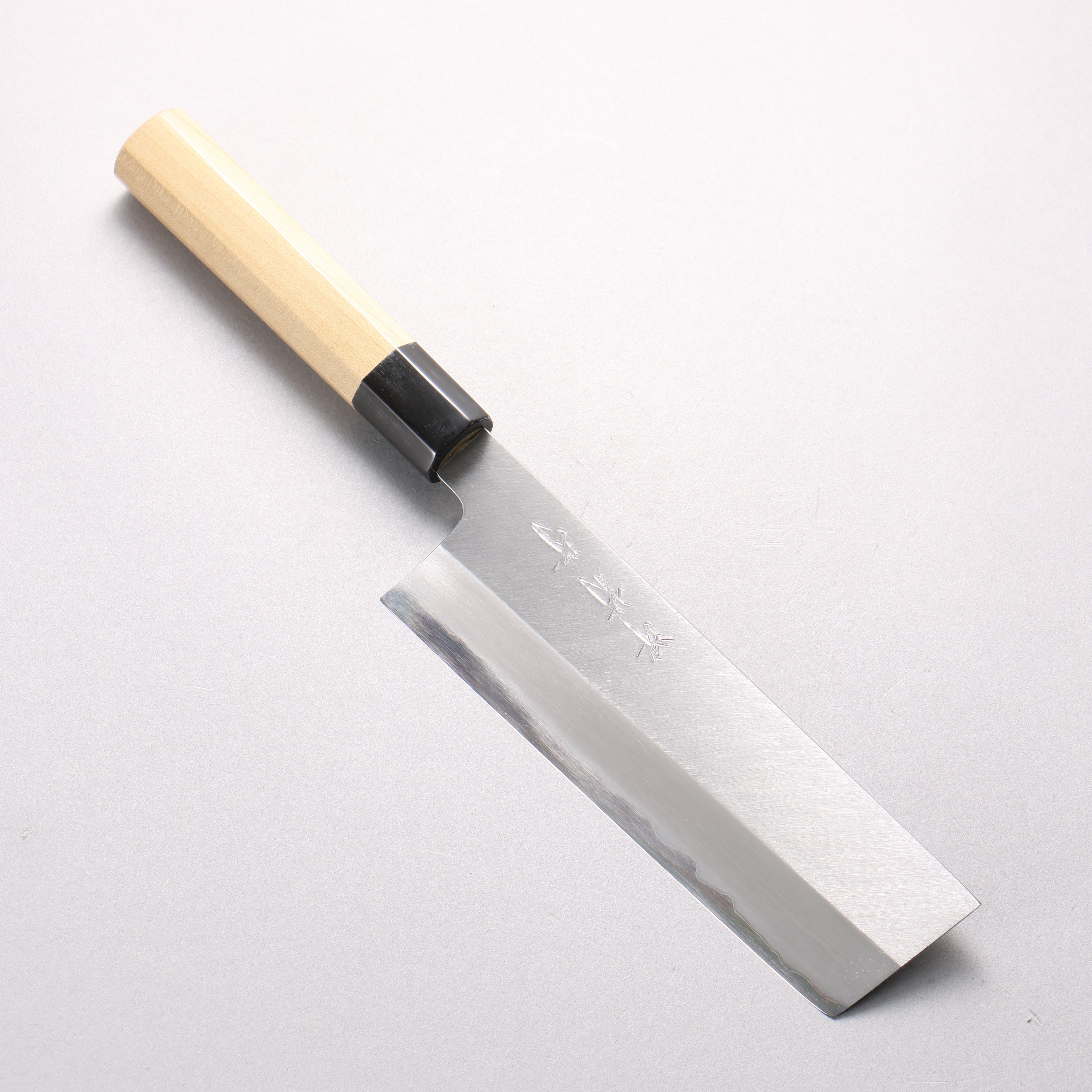 堺 菊守 白鋼一號 菜切 180mm 木蘭（口輪：水牛角） 握把 - 清助刃物